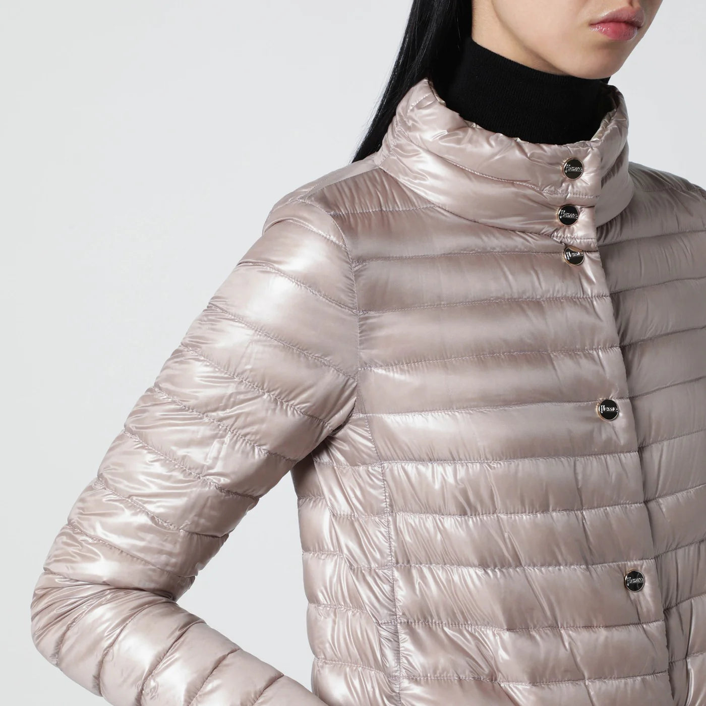 HERNO Light pink quilted nylon padded jacket