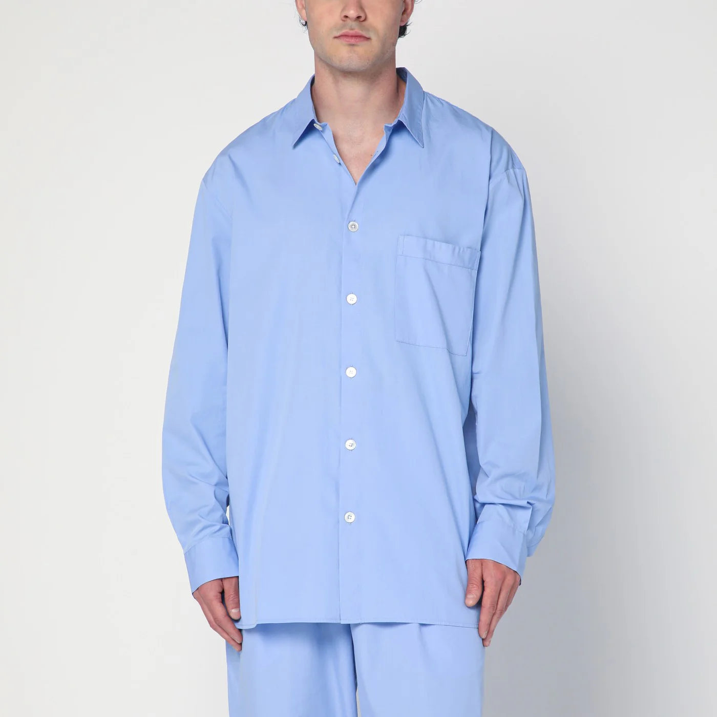 Tekla Cornflower blue pyjama shirt
