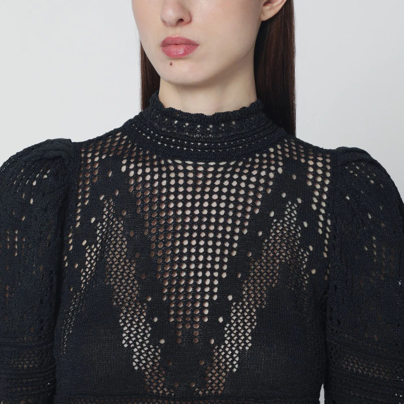 ISABEL MARANT Dahara black openwork knit top