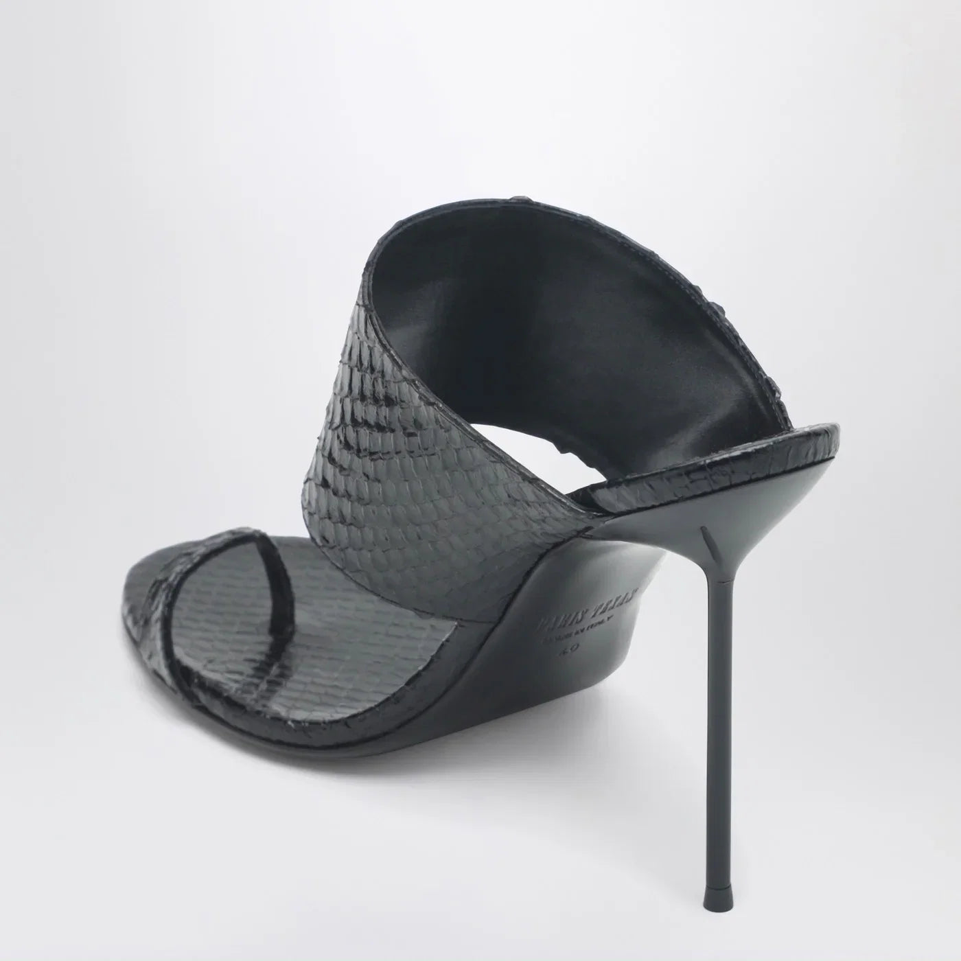 Paris Texas Lidia python-effect black leather thong mule