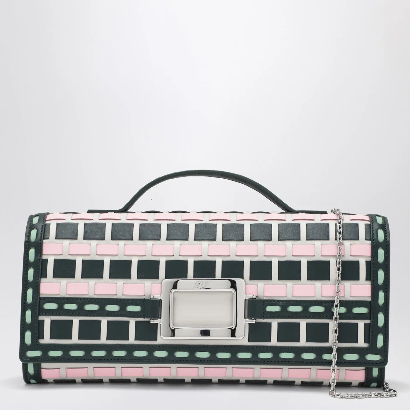 ROGER VIVIER Belle Vivier ice/pink/navy blue clutch bag