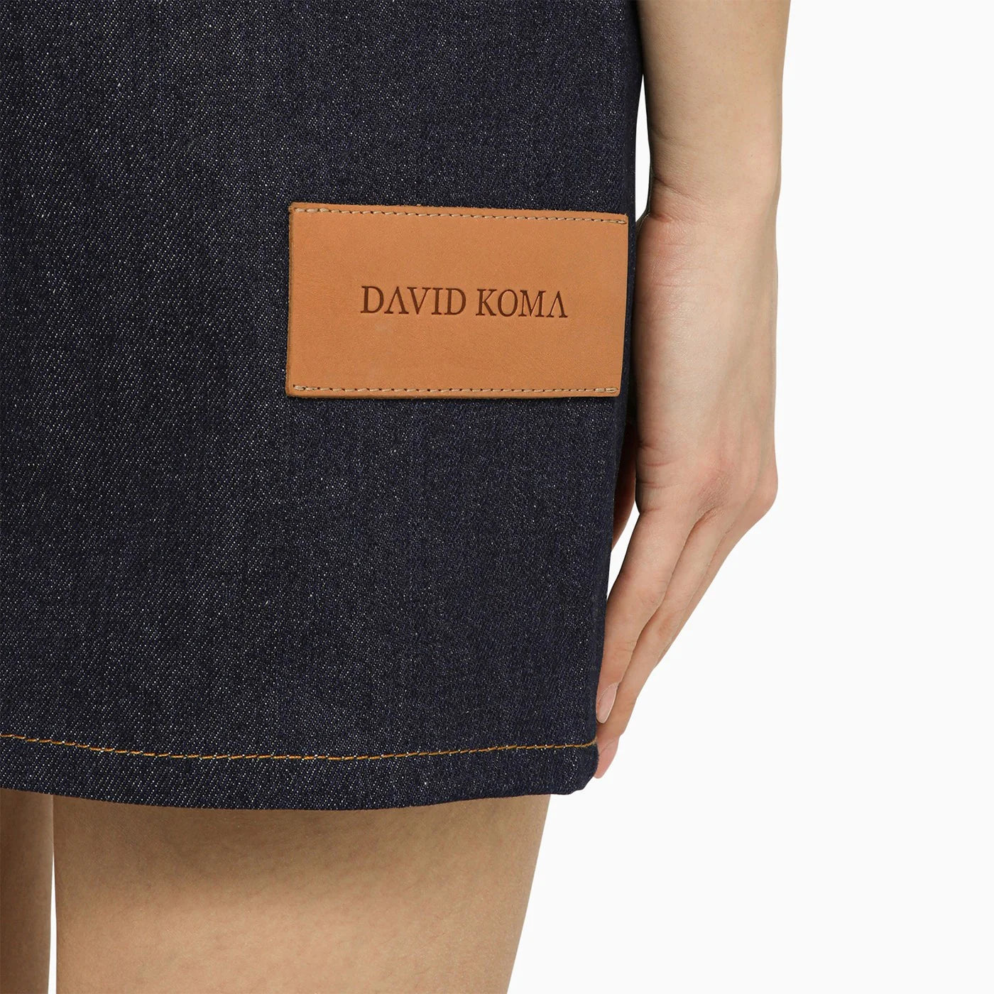 David Koma Blue denim mini dress with mirrors