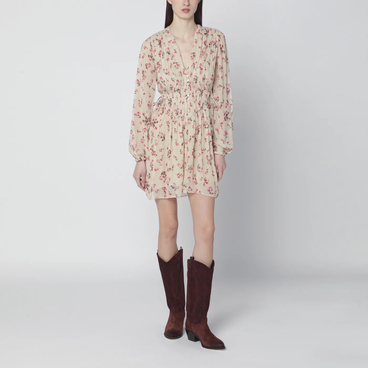 ISABEL MARANT Étoile Loriena beige dress with floral print