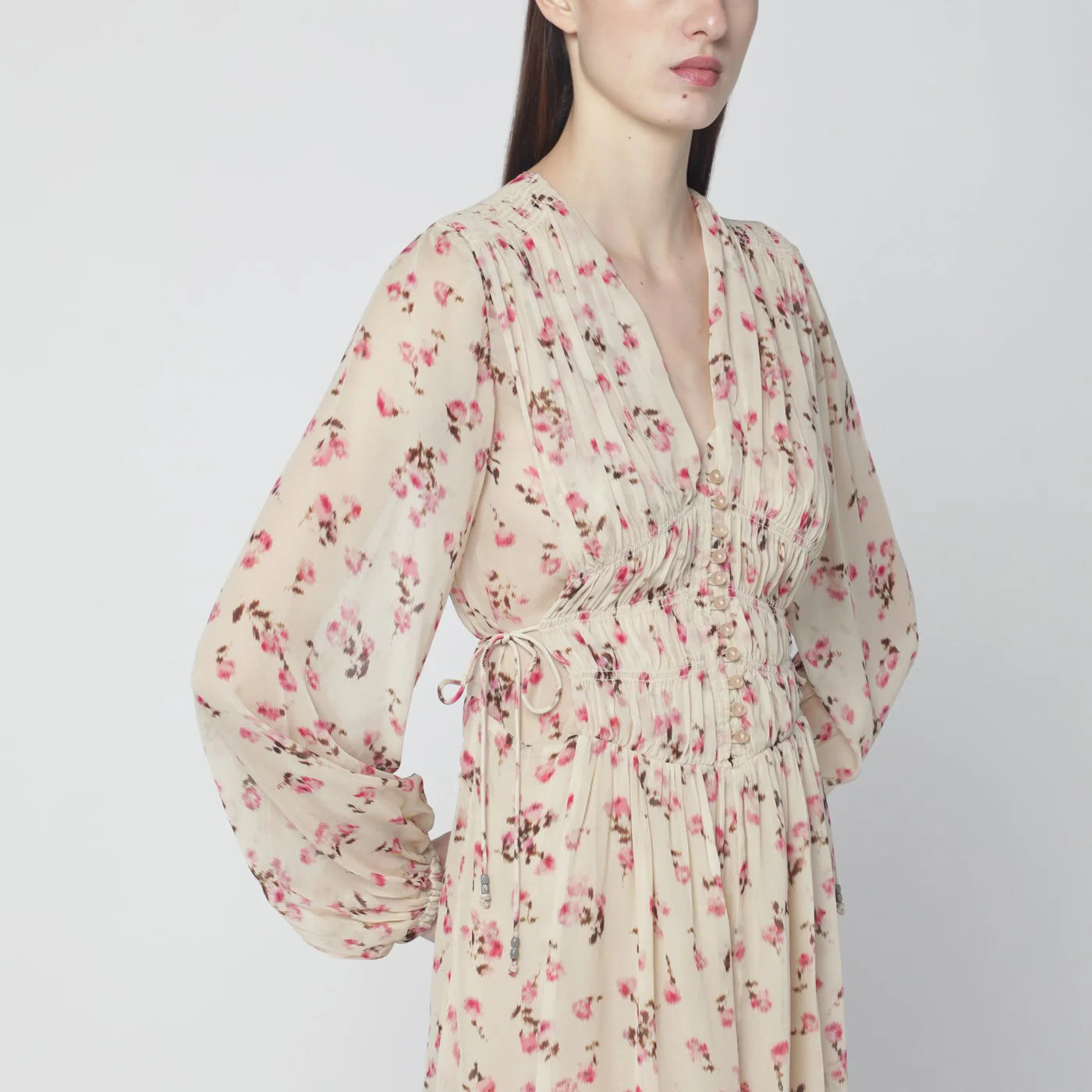 ISABEL MARANT Étoile Loriena beige dress with floral print