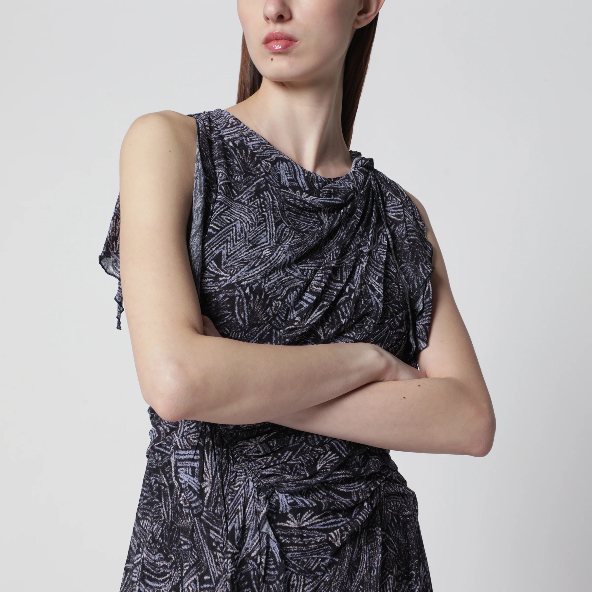 ISABEL MARANT Asymmetrical mini dress Faded Night in silk