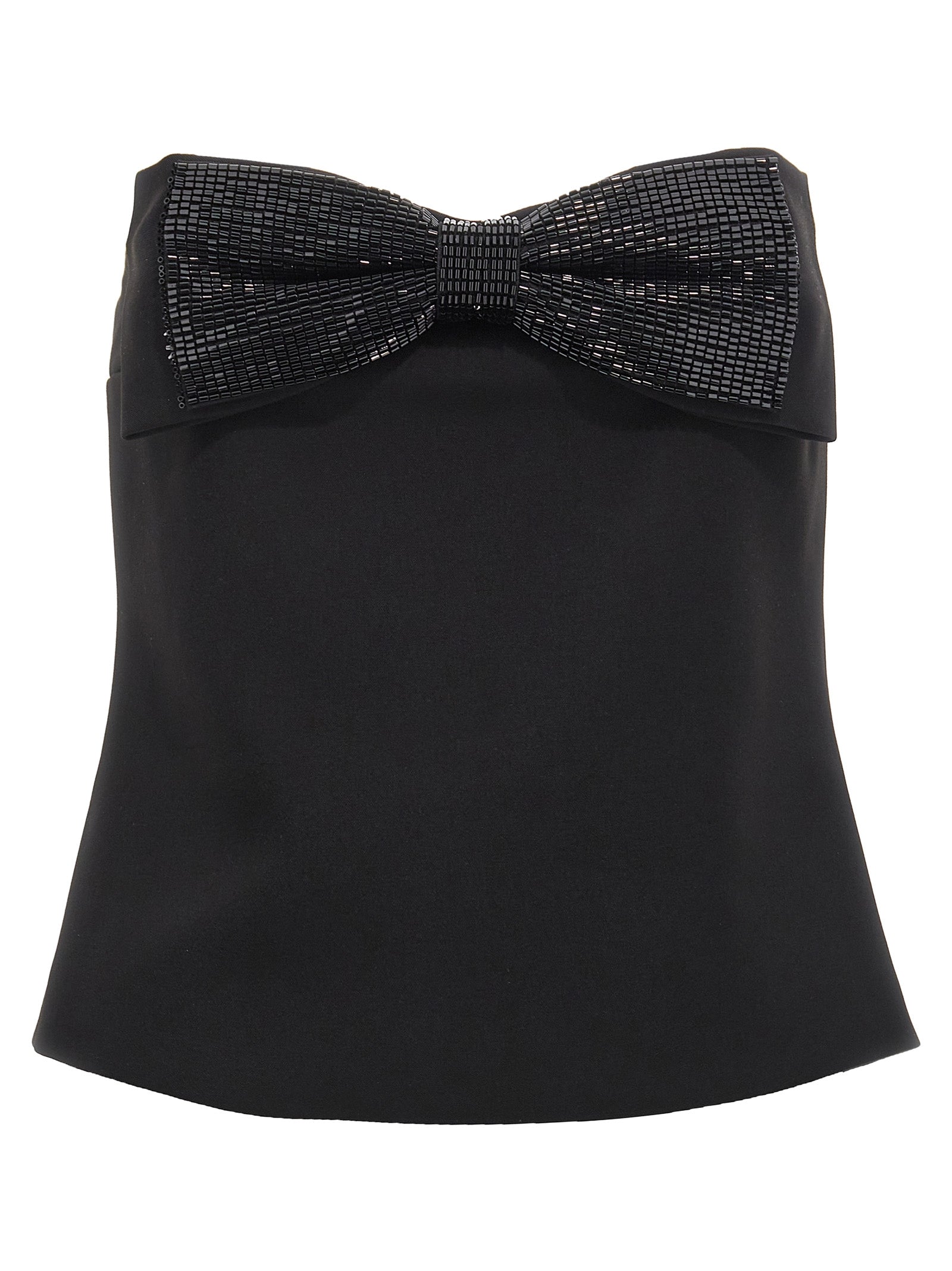 Self-Portrait Black Crepe Bandeau Top
