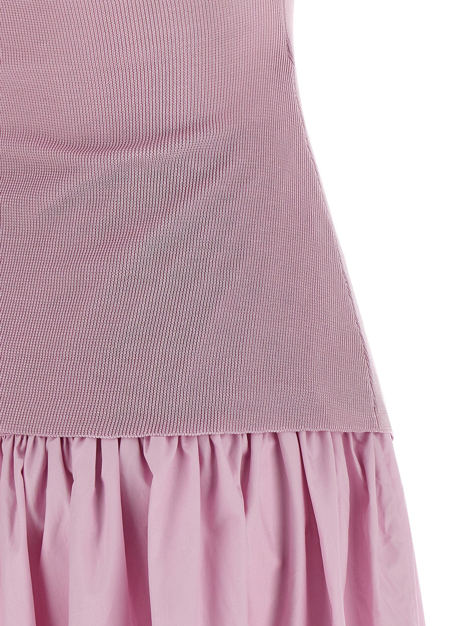 Self-Portrait Pink Cotton Draped Knit Midi Dress
