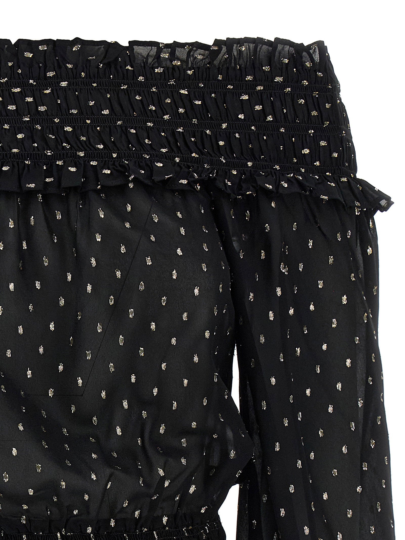 Self-Portrait Black And Gold Chiffon Top
