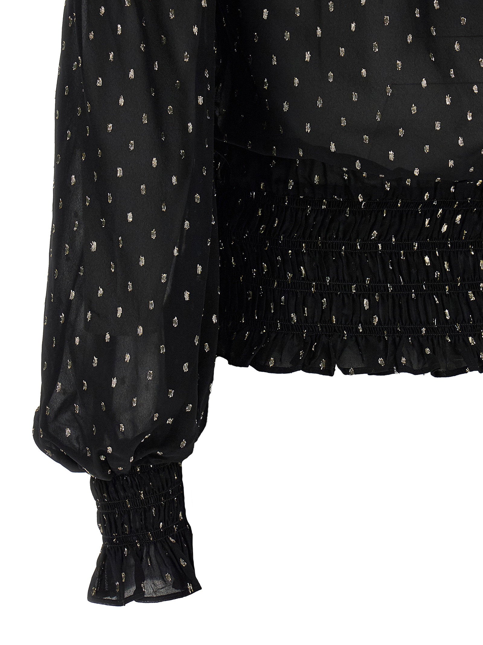 Self-Portrait Black And Gold Chiffon Top