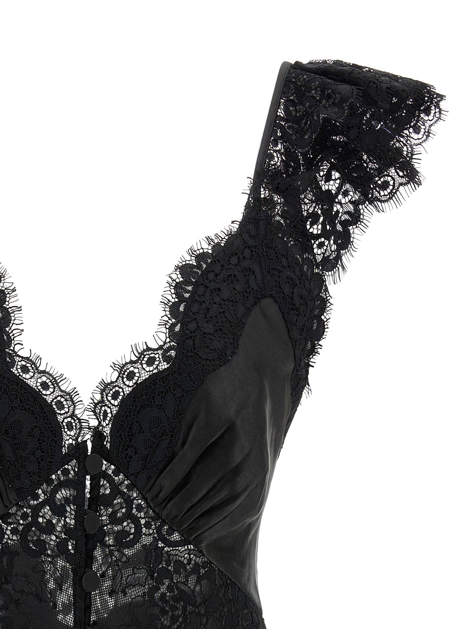 Self-Portrait Black Satin Lace Top