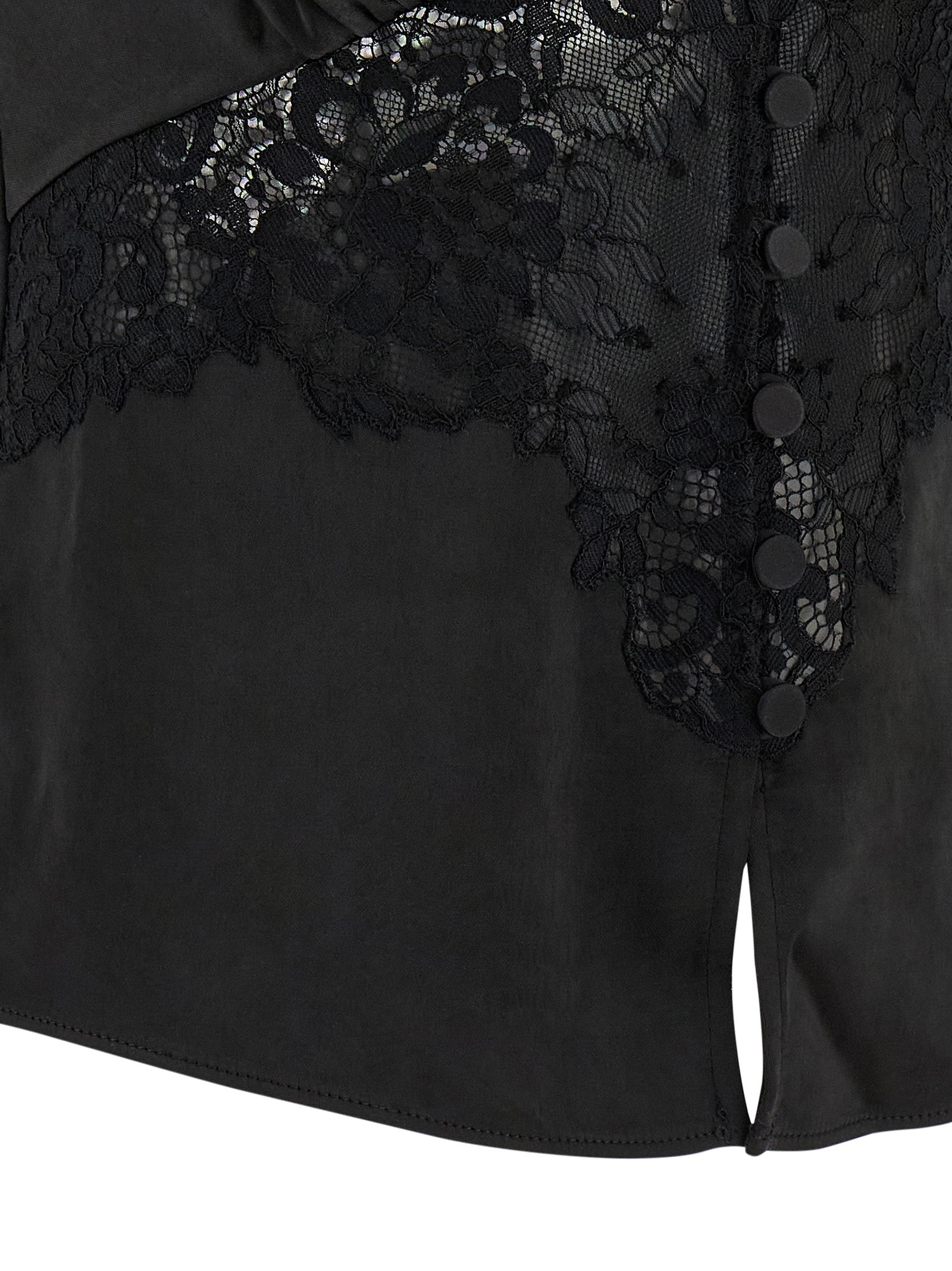 Self-Portrait Black Satin Lace Top