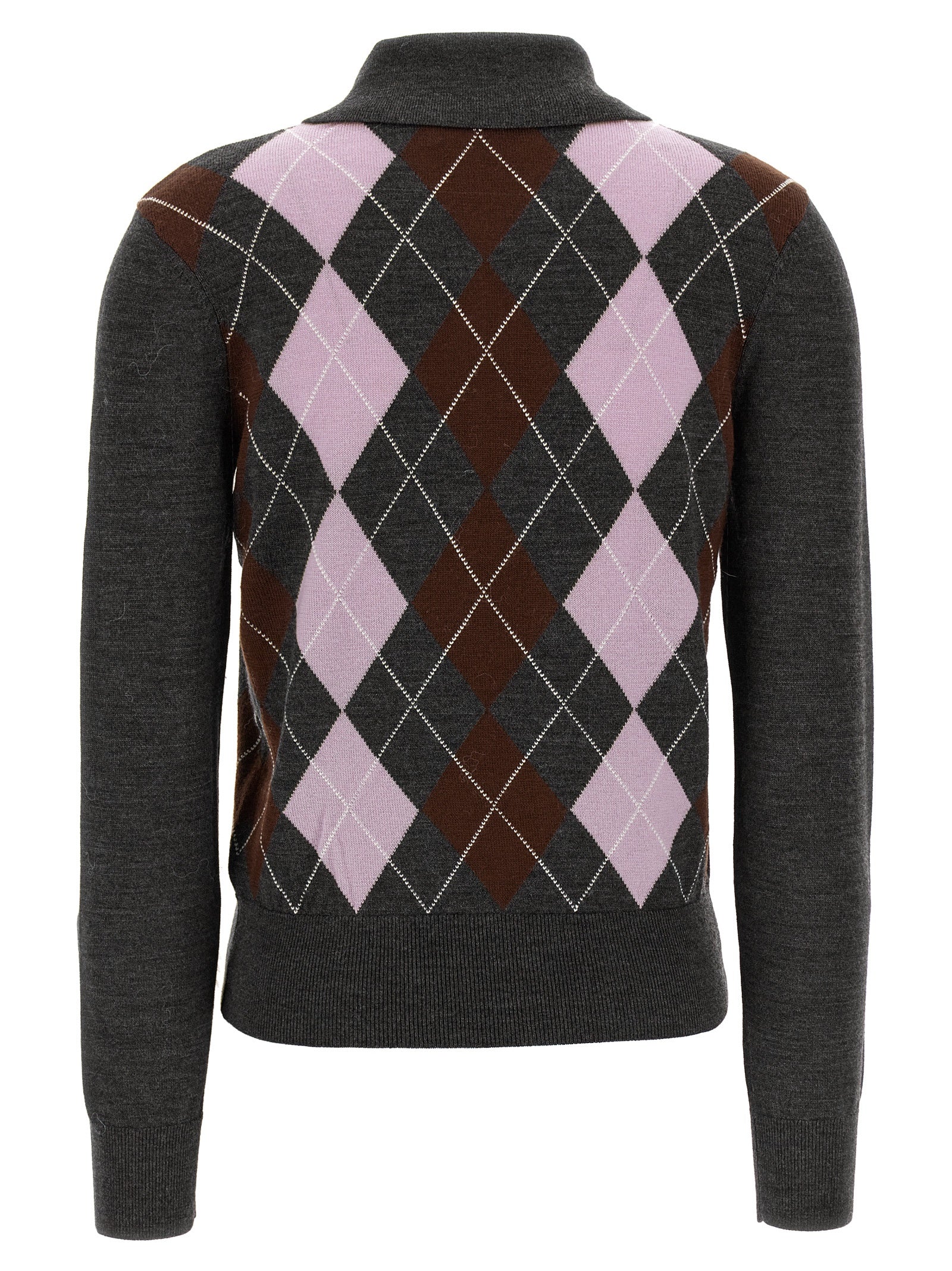 Self-Portrait Grey Argyle Lightweight Sweater