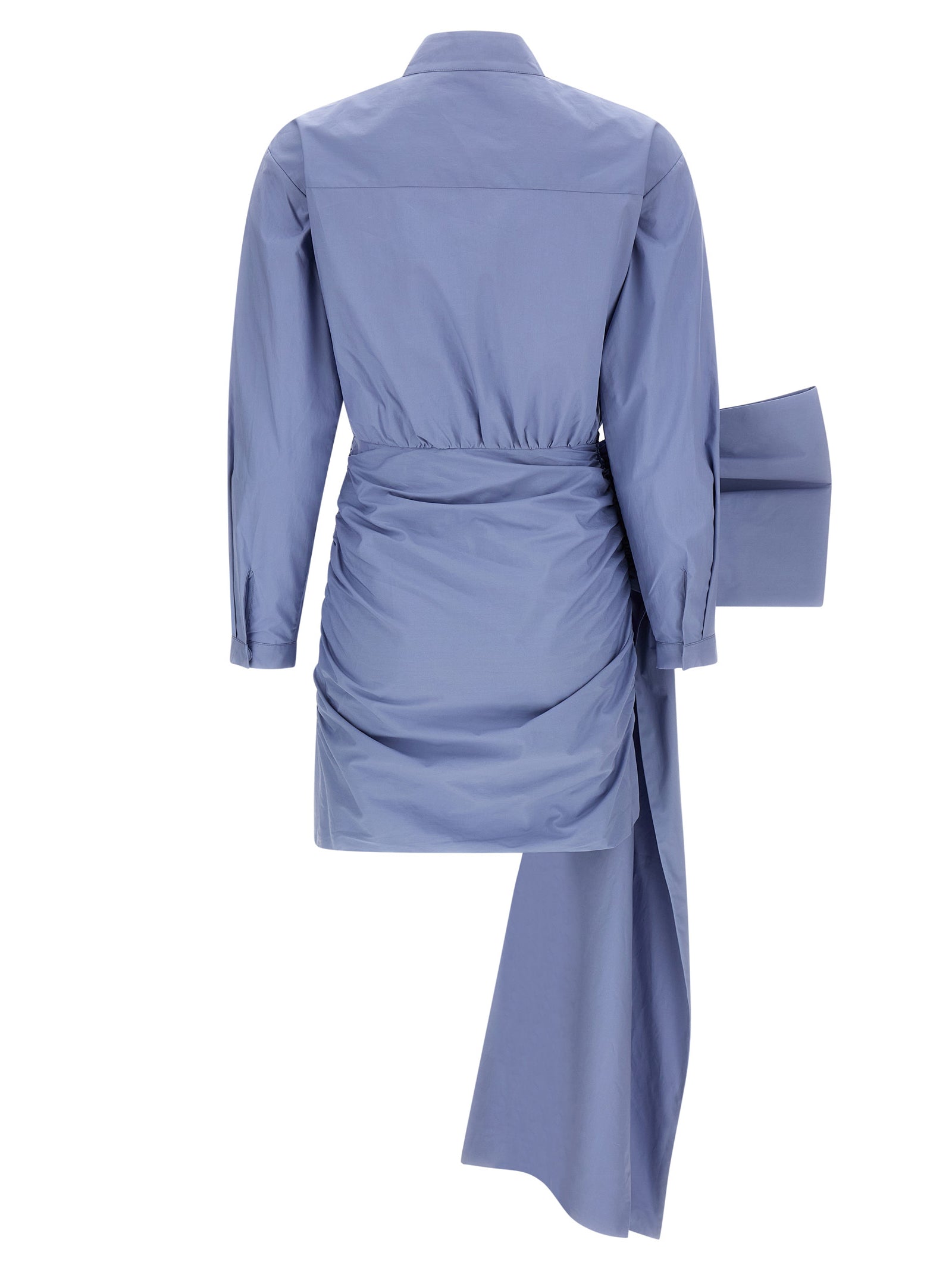 Self-Portrait Blue Cotton Tie Side Mini Dress