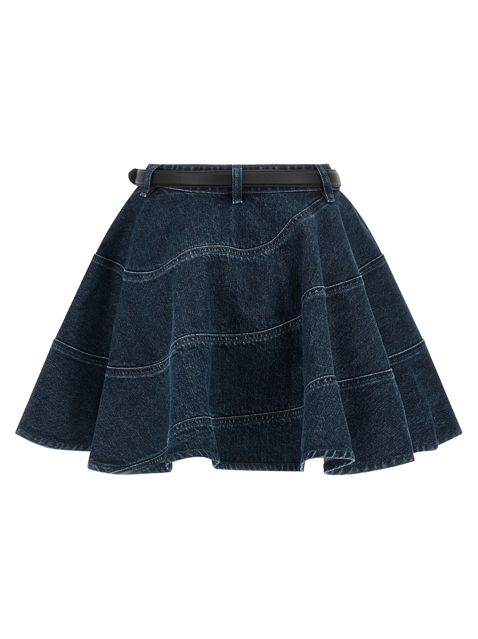 Self-Portrait Flared Denim Mini Skirt