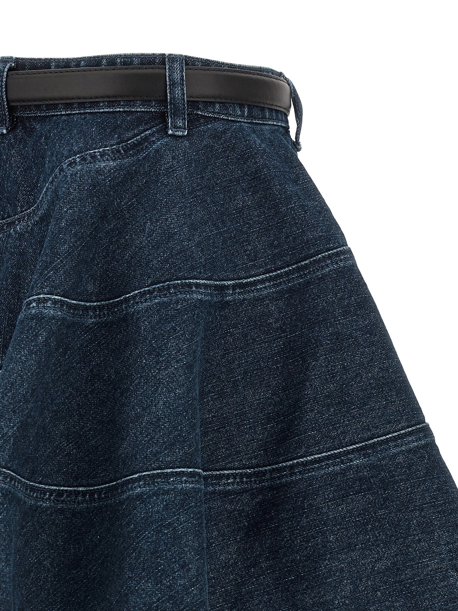 Self-Portrait Flared Denim Mini Skirt
