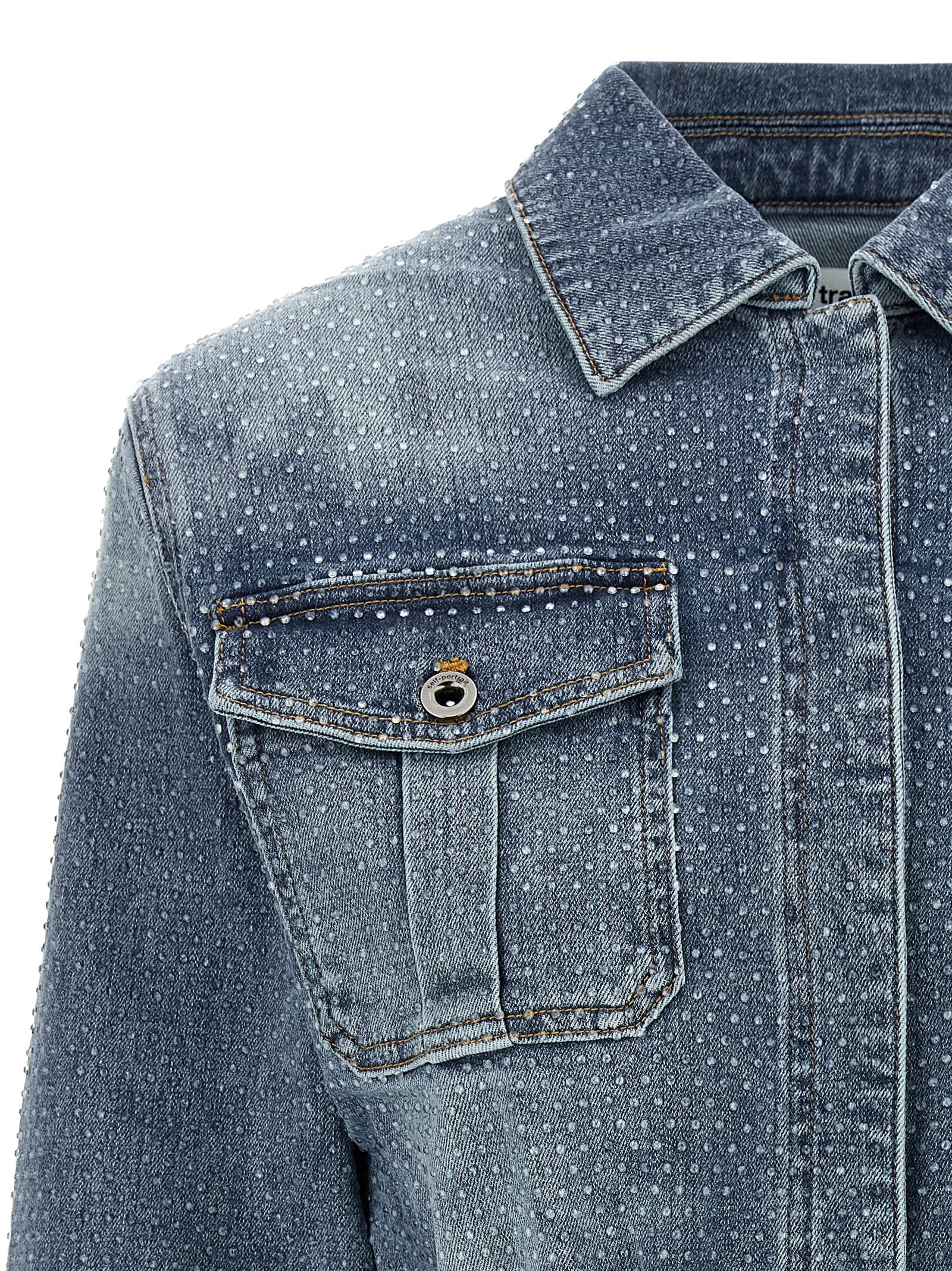 Self-Portrait Rhinestone Denim Jumpsuit