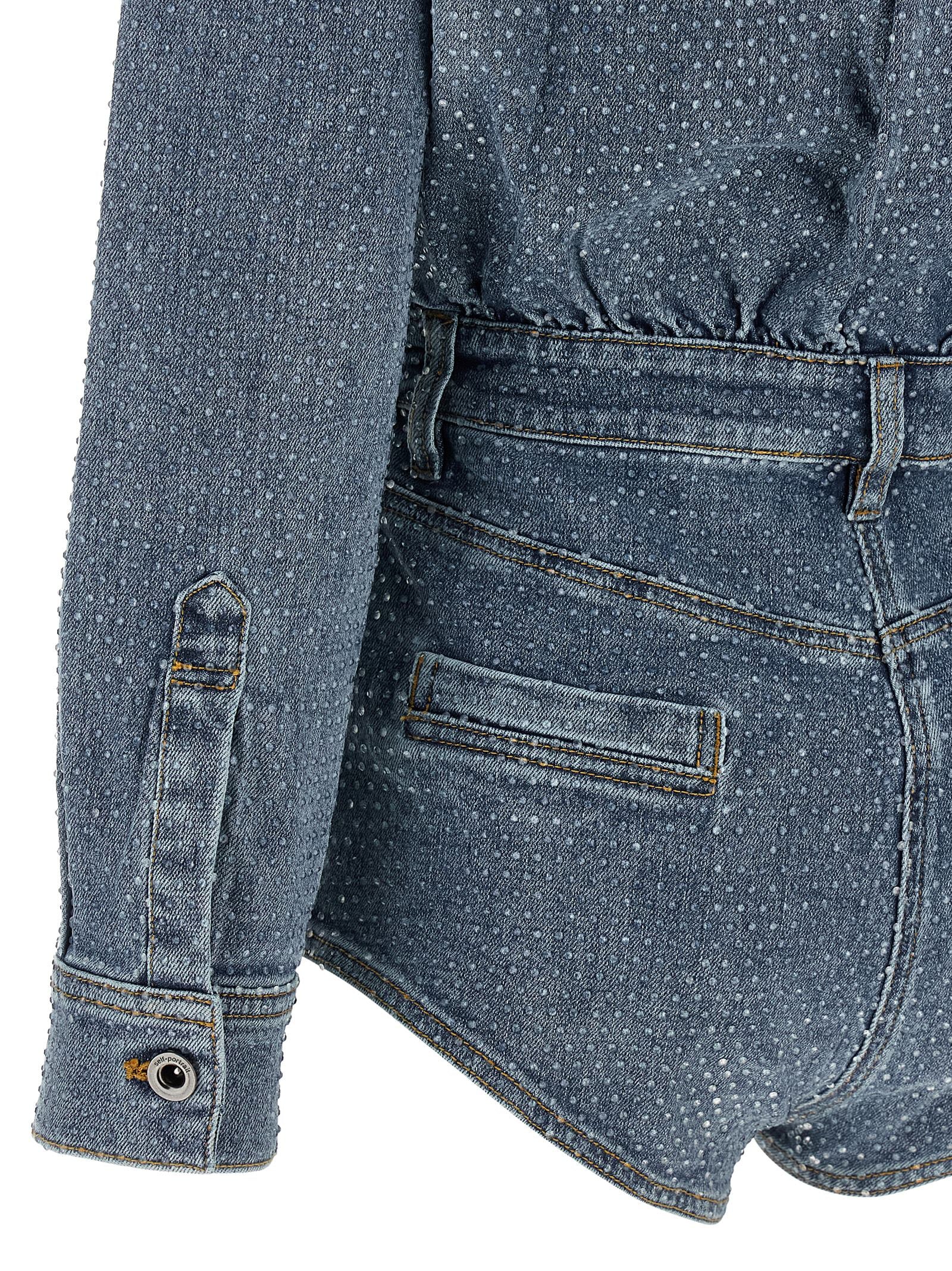 Self-Portrait Rhinestone Denim Jumpsuit