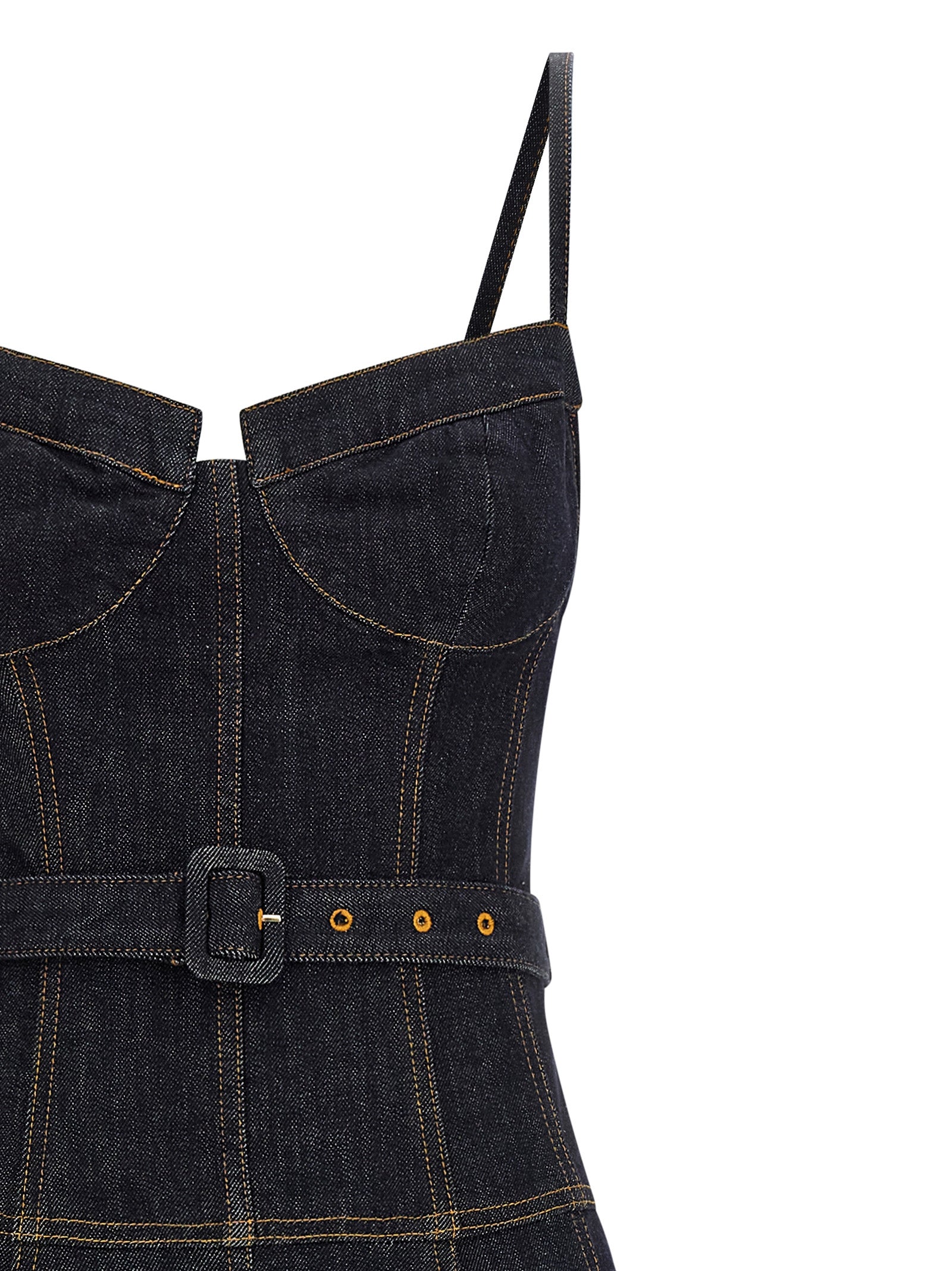 Self-Portrait Indigo Denim Flared Midi Dress