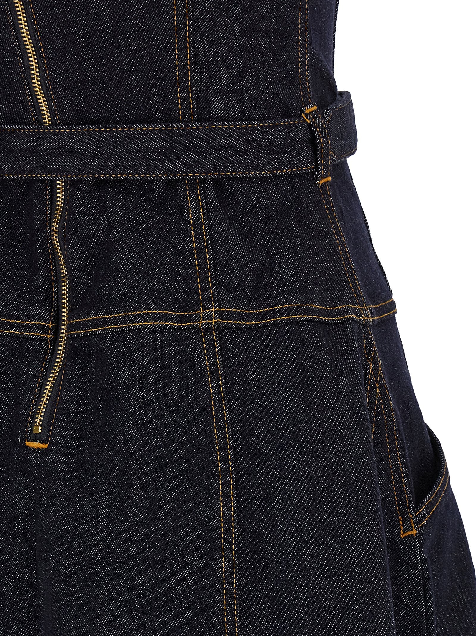 Self-Portrait Indigo Denim Flared Midi Dress