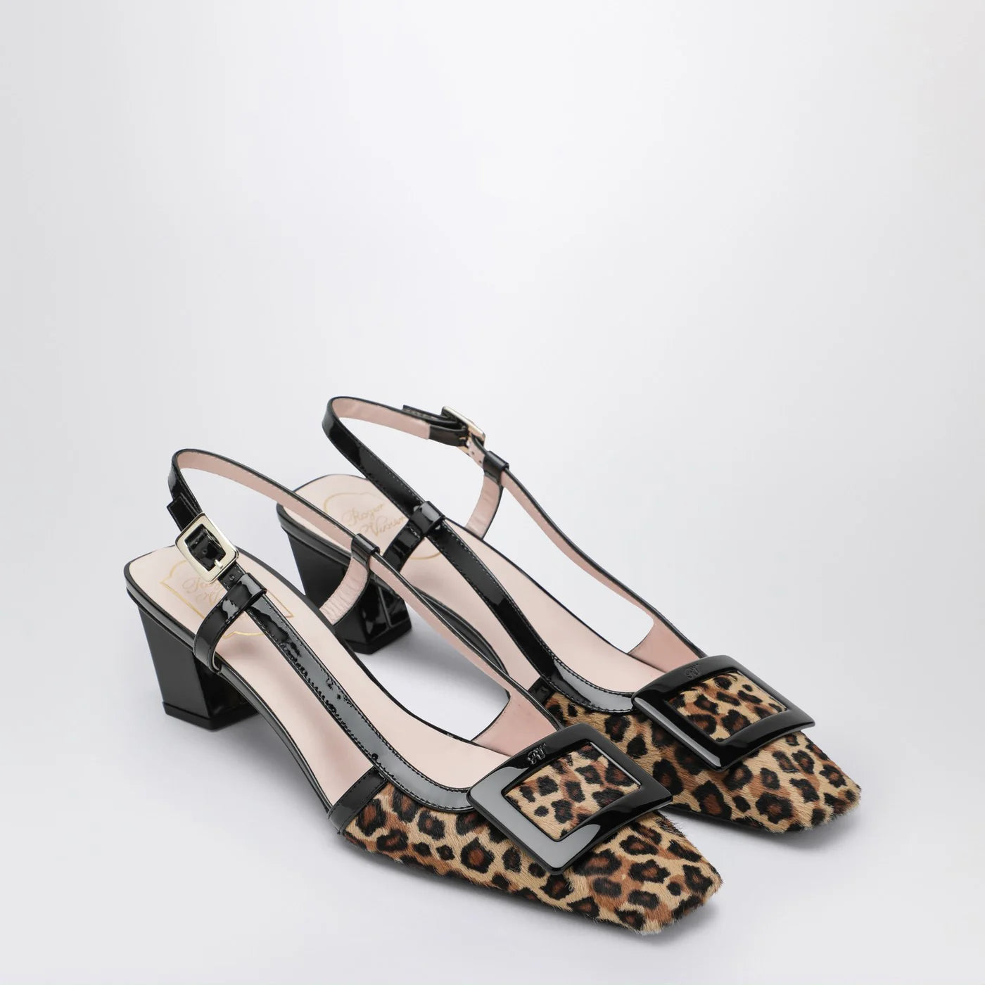 ROGER VIVIER Belle Vivier leopard print pony skin slingback