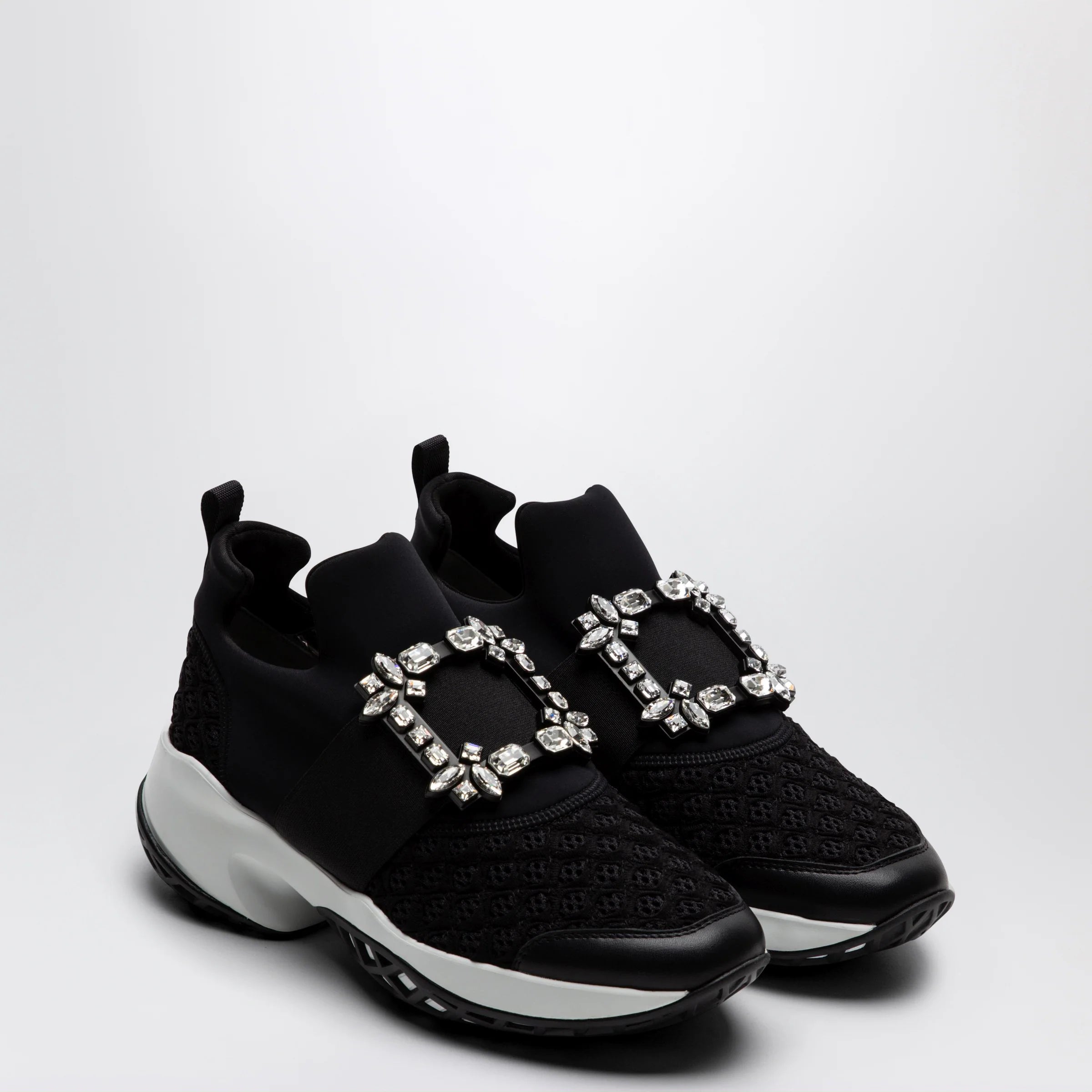 ROGER VIVIER Black Viv Run strass buckle sneakers