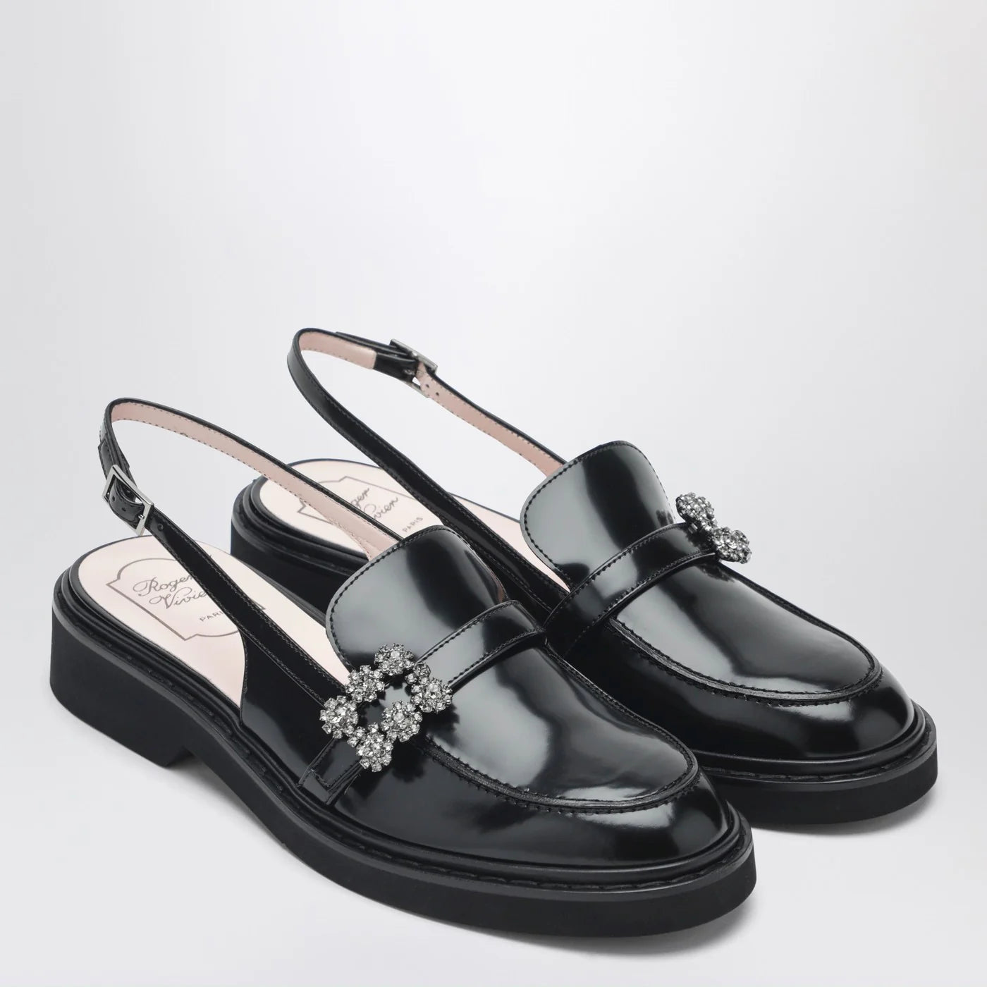 ROGER VIVIER Viv' Rangers black slingback loafers