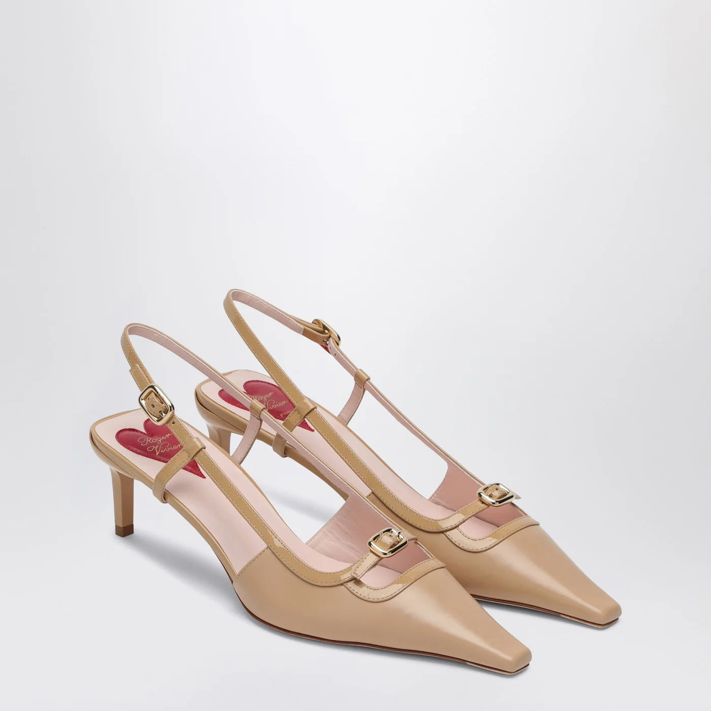 ROGER VIVIER Desert leather décolletés Slingback Viv' Canard