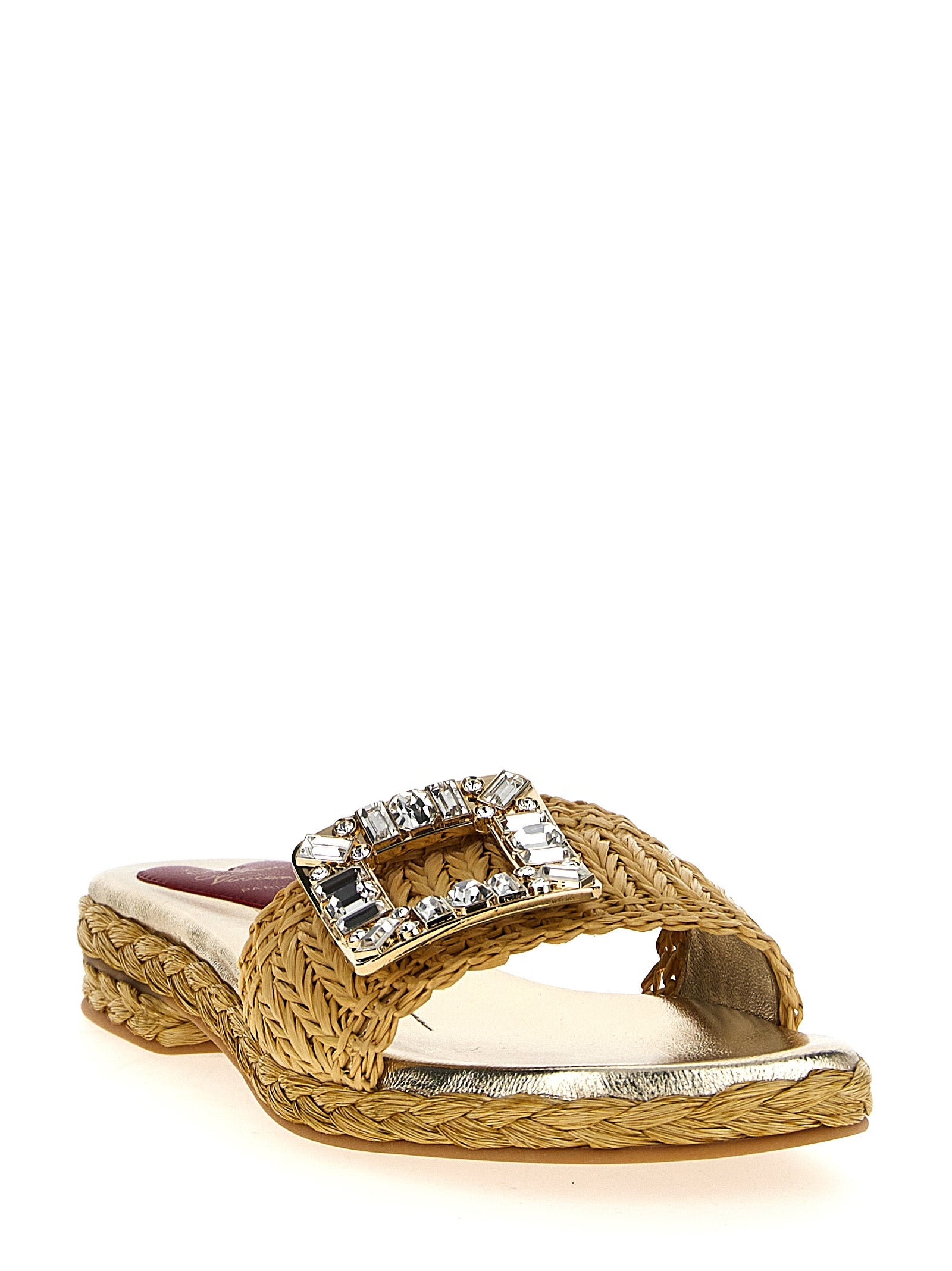 Roger Vivier Raffia Jewel Sandals