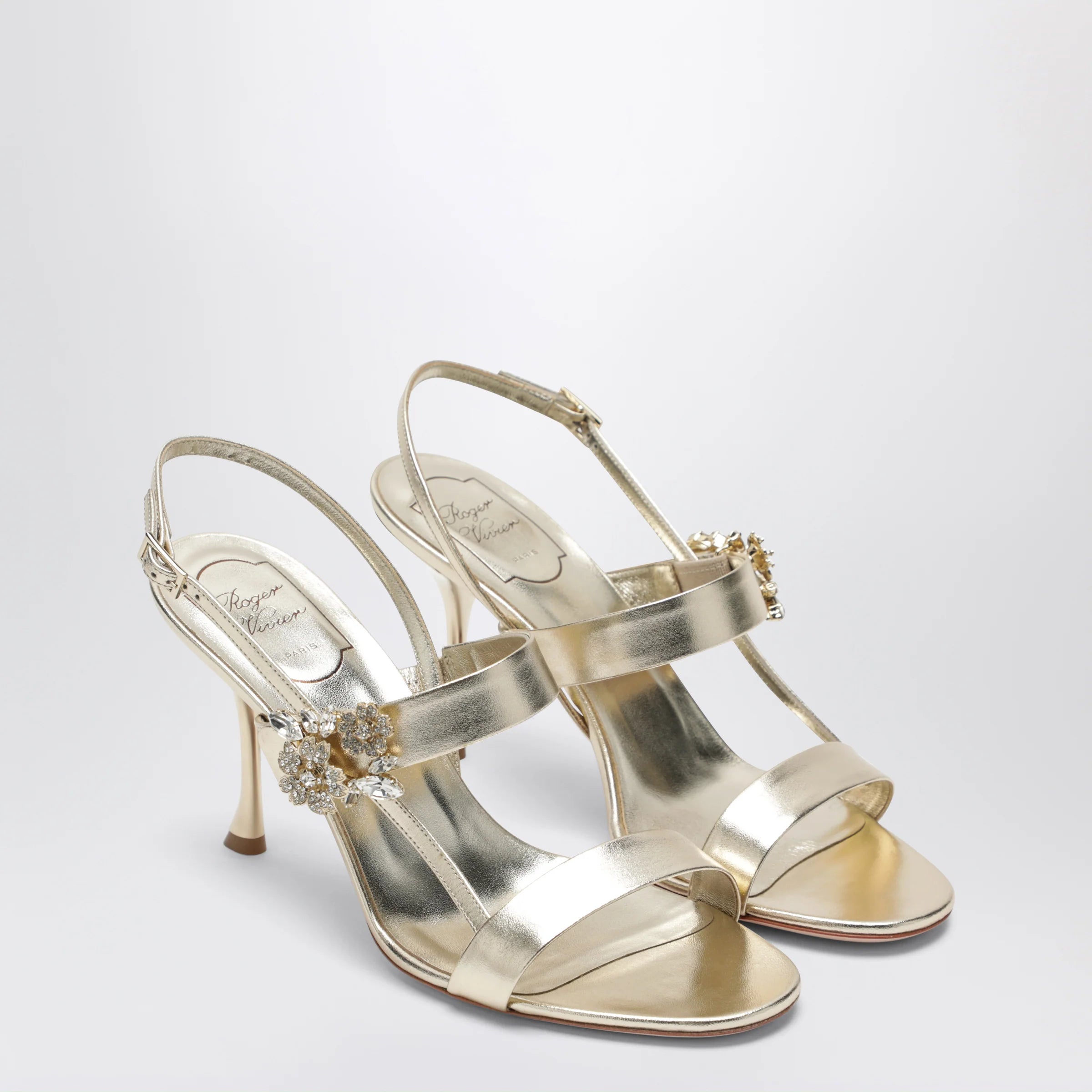ROGER VIVIER Gold leather Efflorescence sandals
