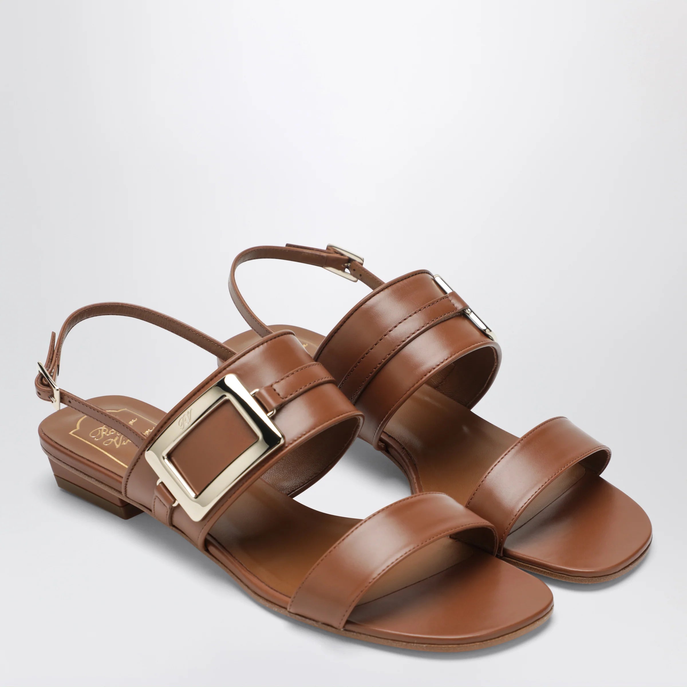 ROGER VIVIER Belle Vivier leather mules Cognac