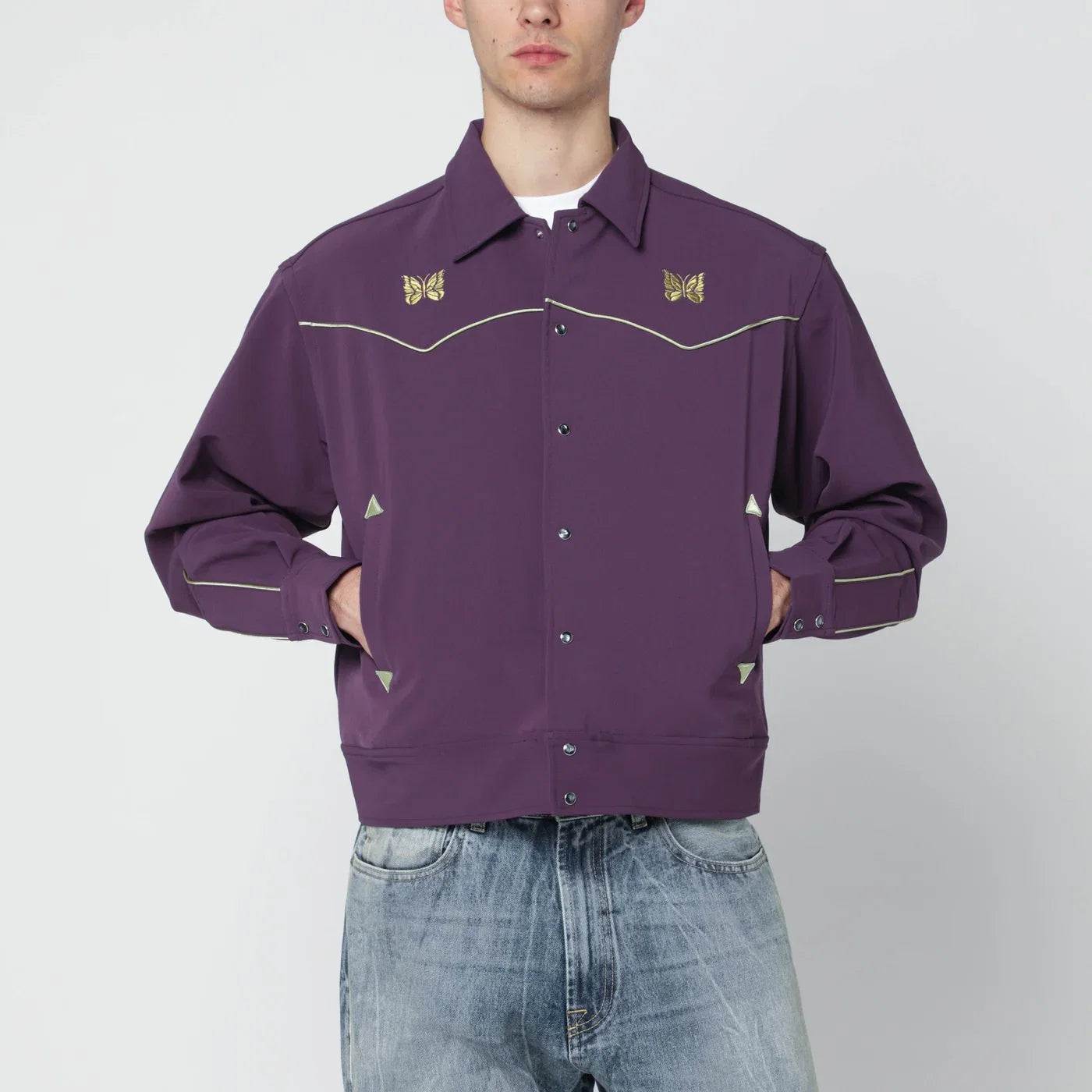 Needles Purple shirt with yellow embroidery