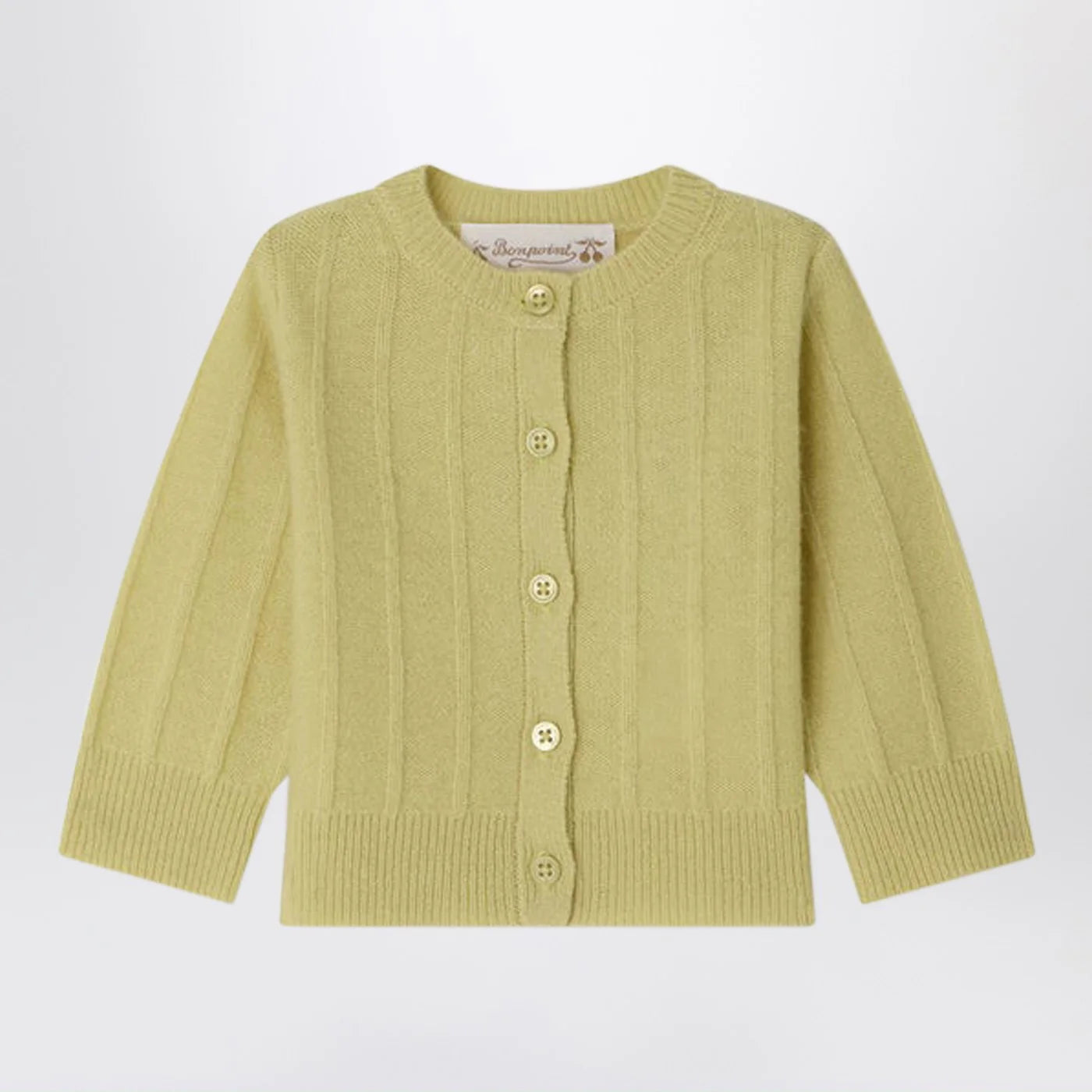 Bonpoint Leander light green cashmere cardigan