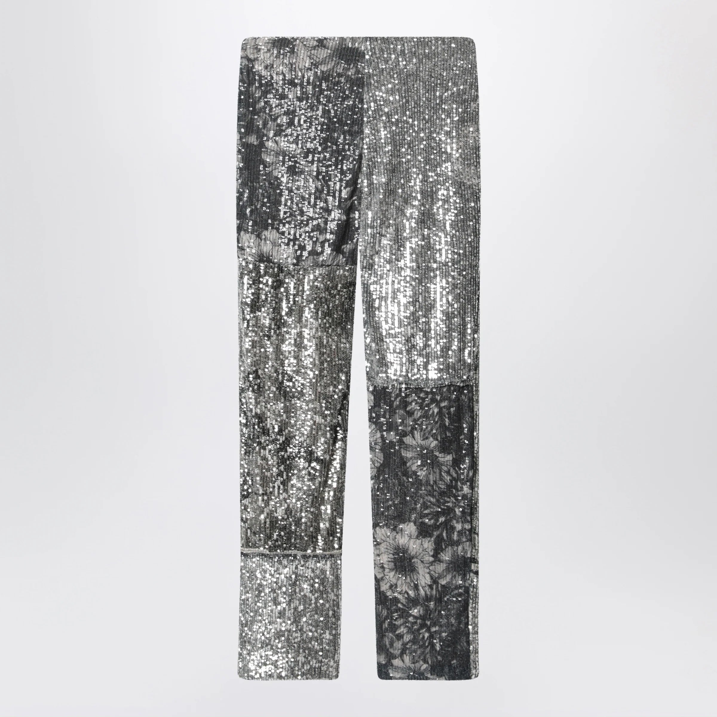 Maison Margiela Patchwork trousers with floral sequins, multicolor