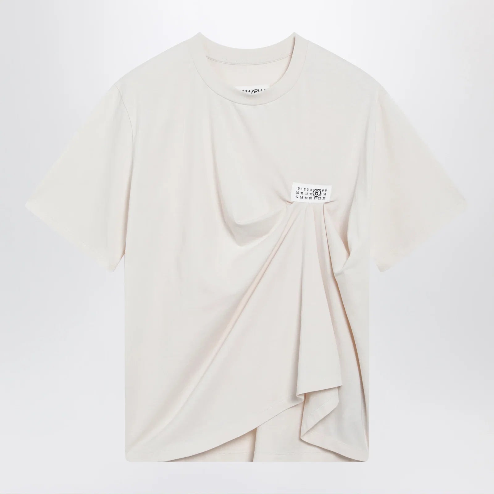 MM6 Maison Margiela Écru draped T-shirt with logo patch