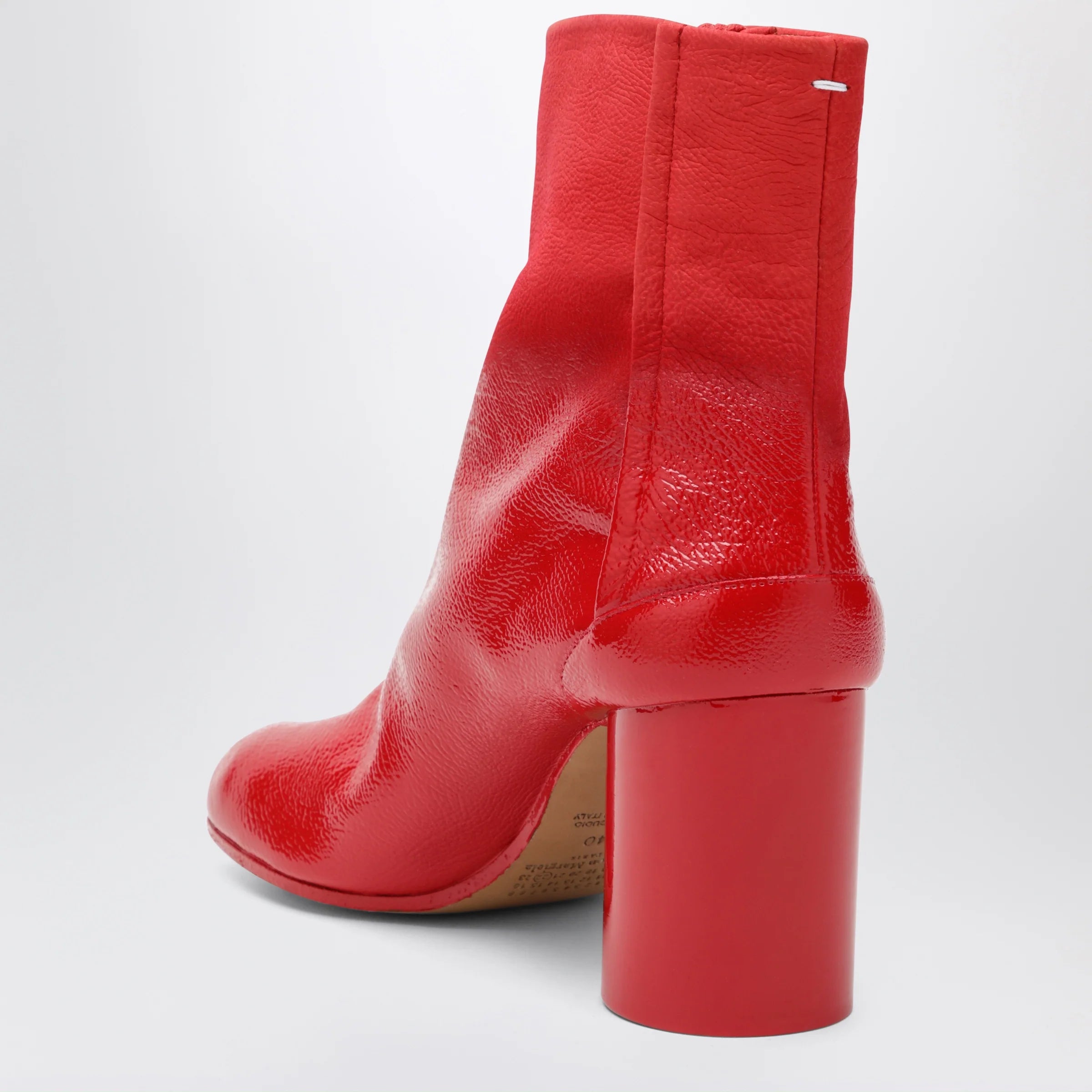 Maison Margiela Red patent leather Tabi ankle boots
