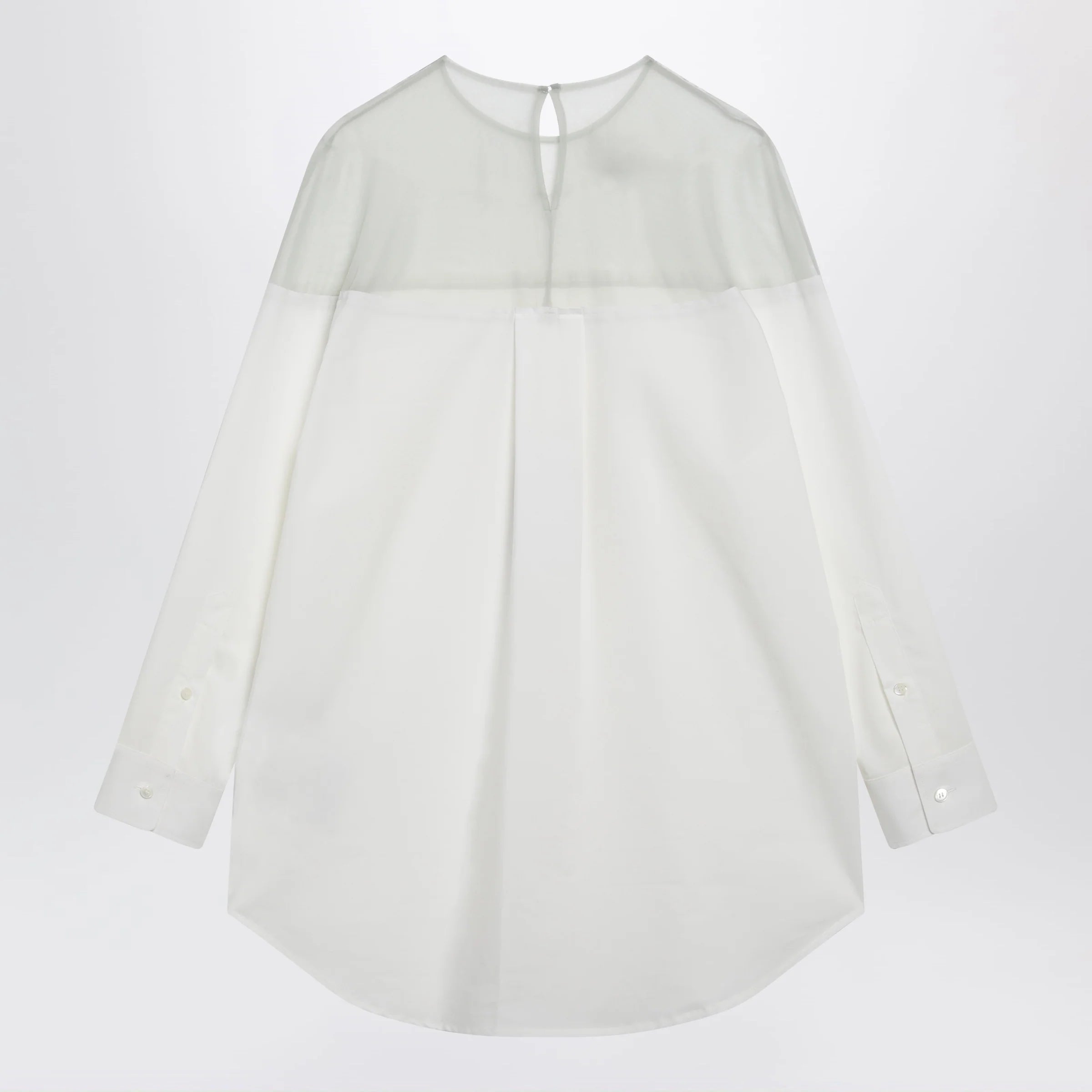MM6 Maison Margiela Cotton shirt with sheer panels in off-white