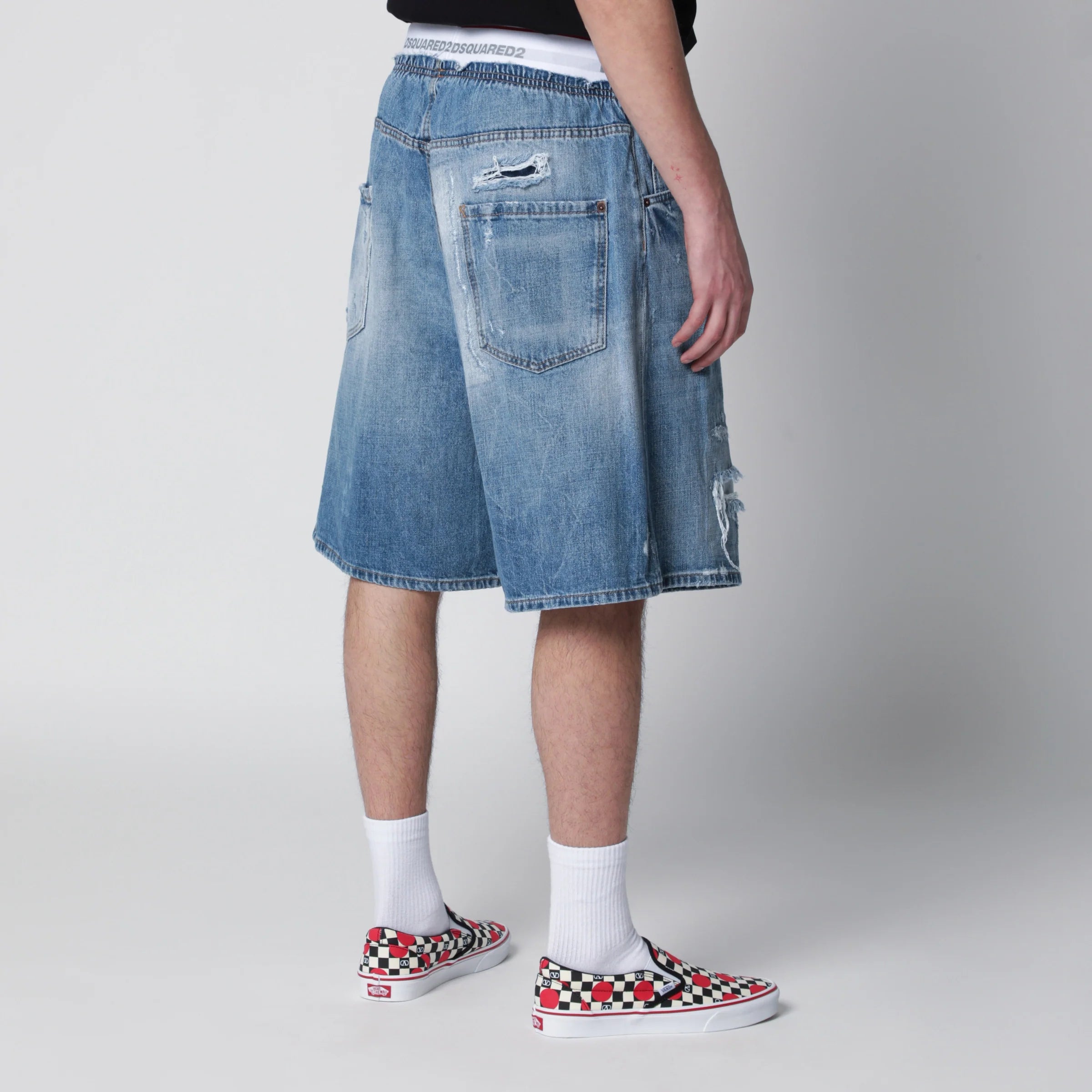 Dsquared2 Surfer light-wash distressed denim shorts in blue