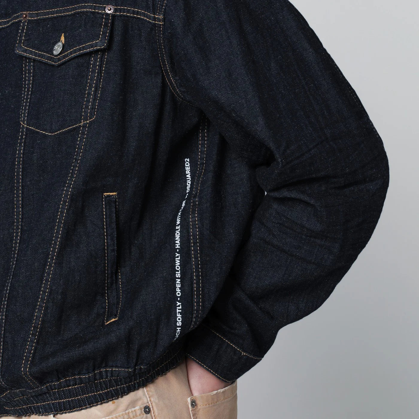 Dsquared2 Navy blue zip-up denim jacket