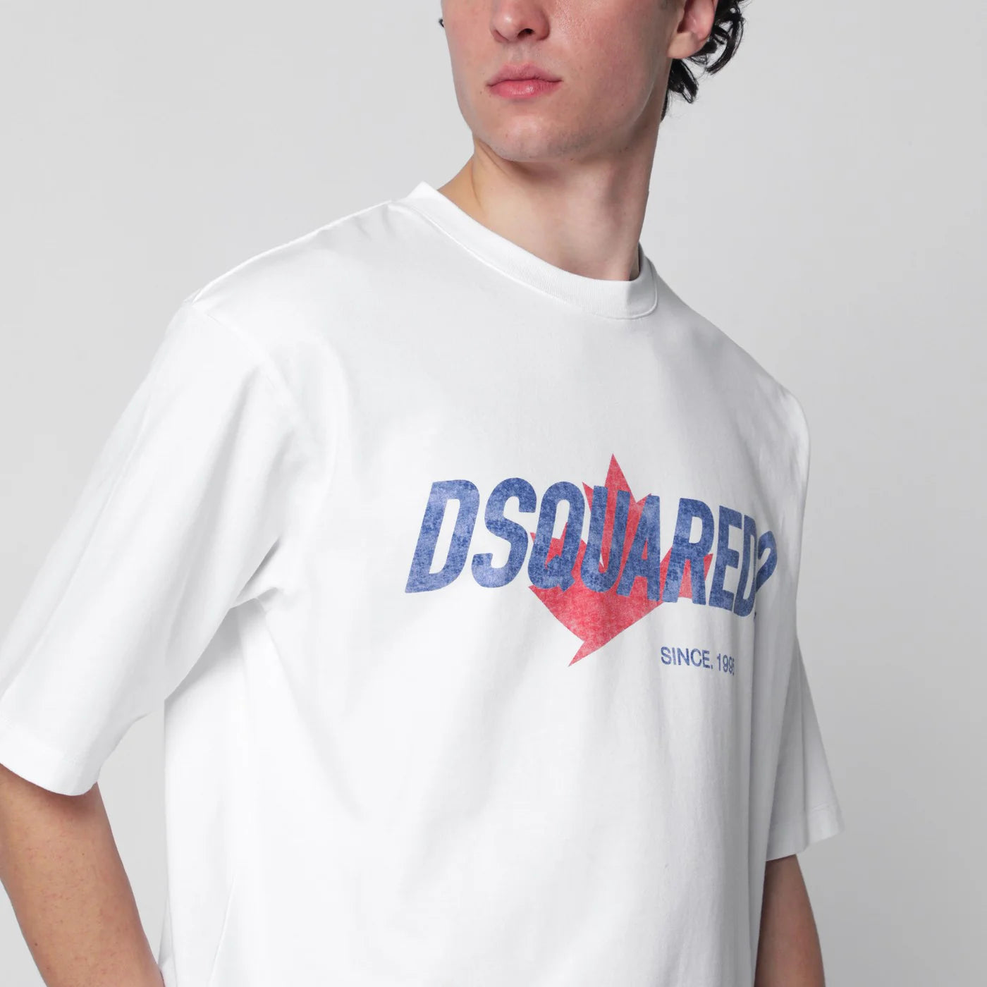 Dsquared2 White loose-fit T-shirt with logo print