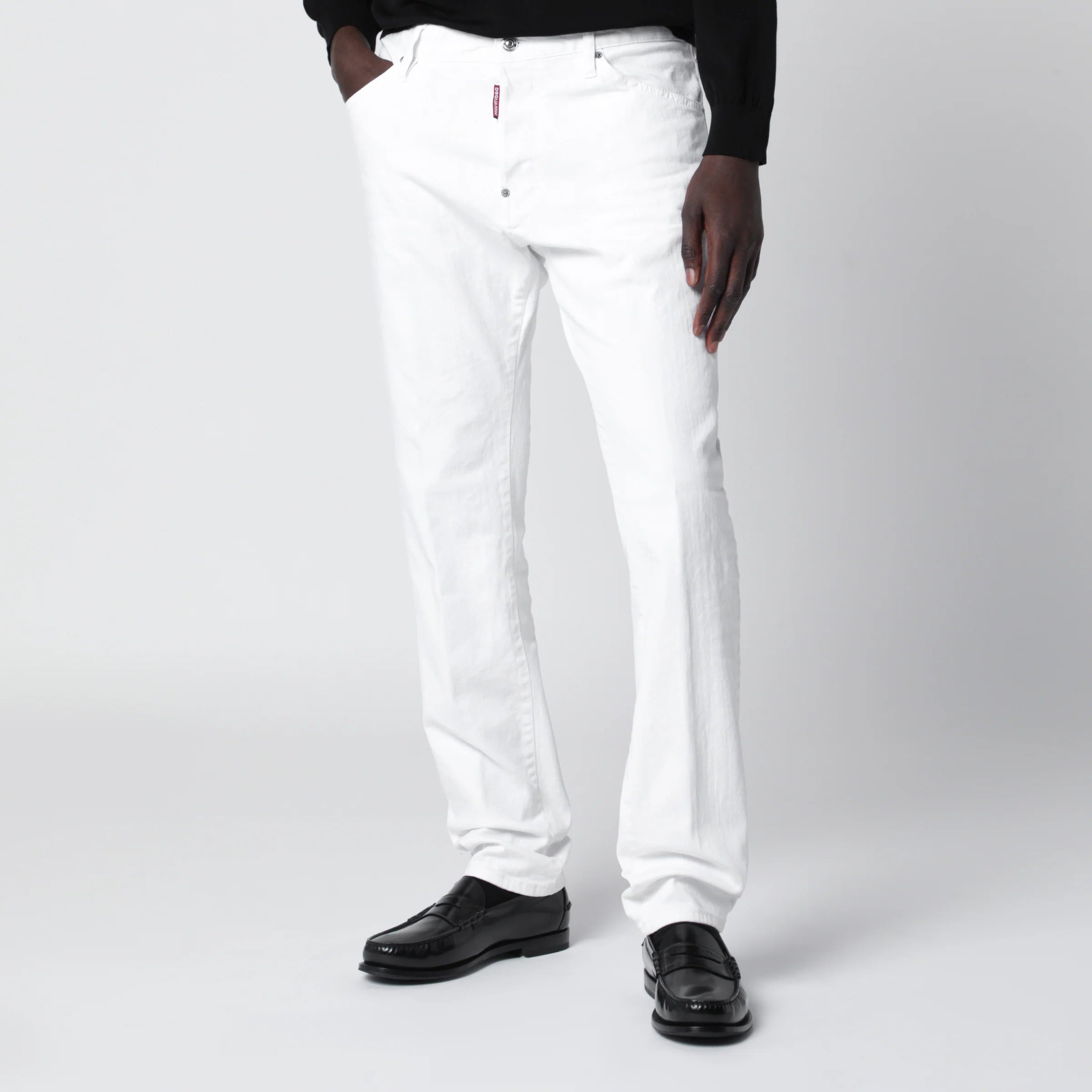 Dsquared2 Teddy jeans in white stretch cotton denim