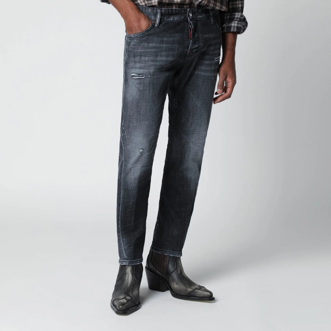 Dsquared2 Slim black washed jeans with distressed details