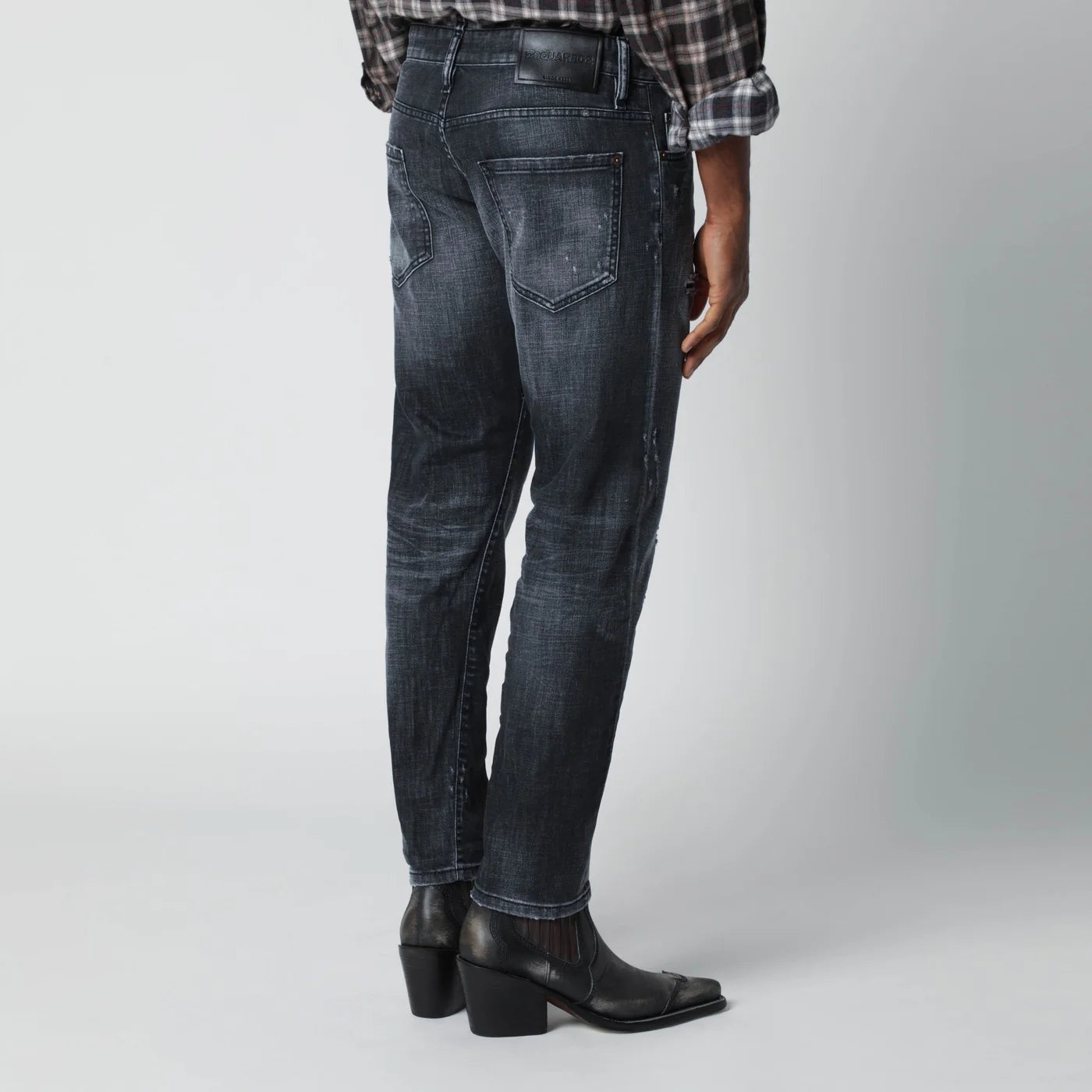Dsquared2 Slim black washed jeans with distressed details