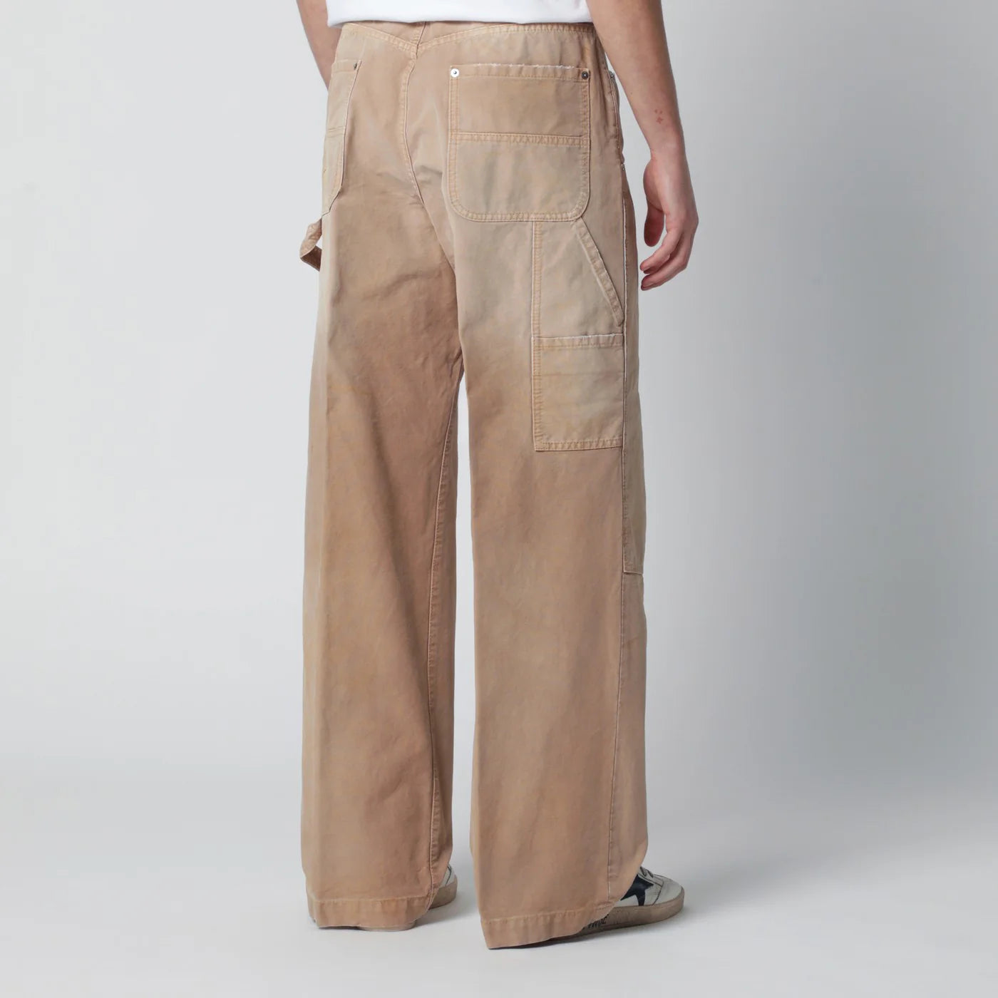 Dsquared2 Vintage-effect beige baggy carpenter jeans
