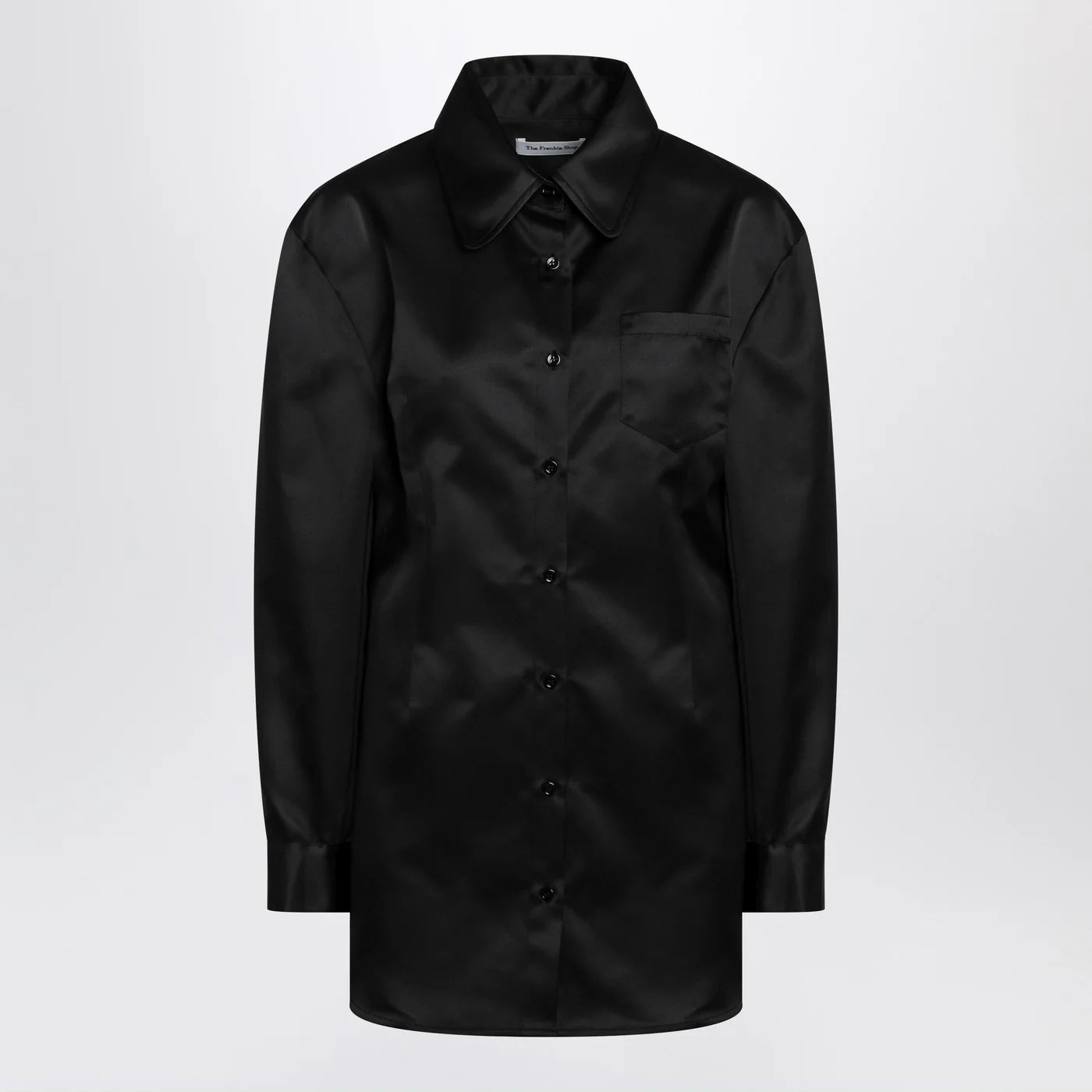 The Frankie Shop Black satin shirt dress