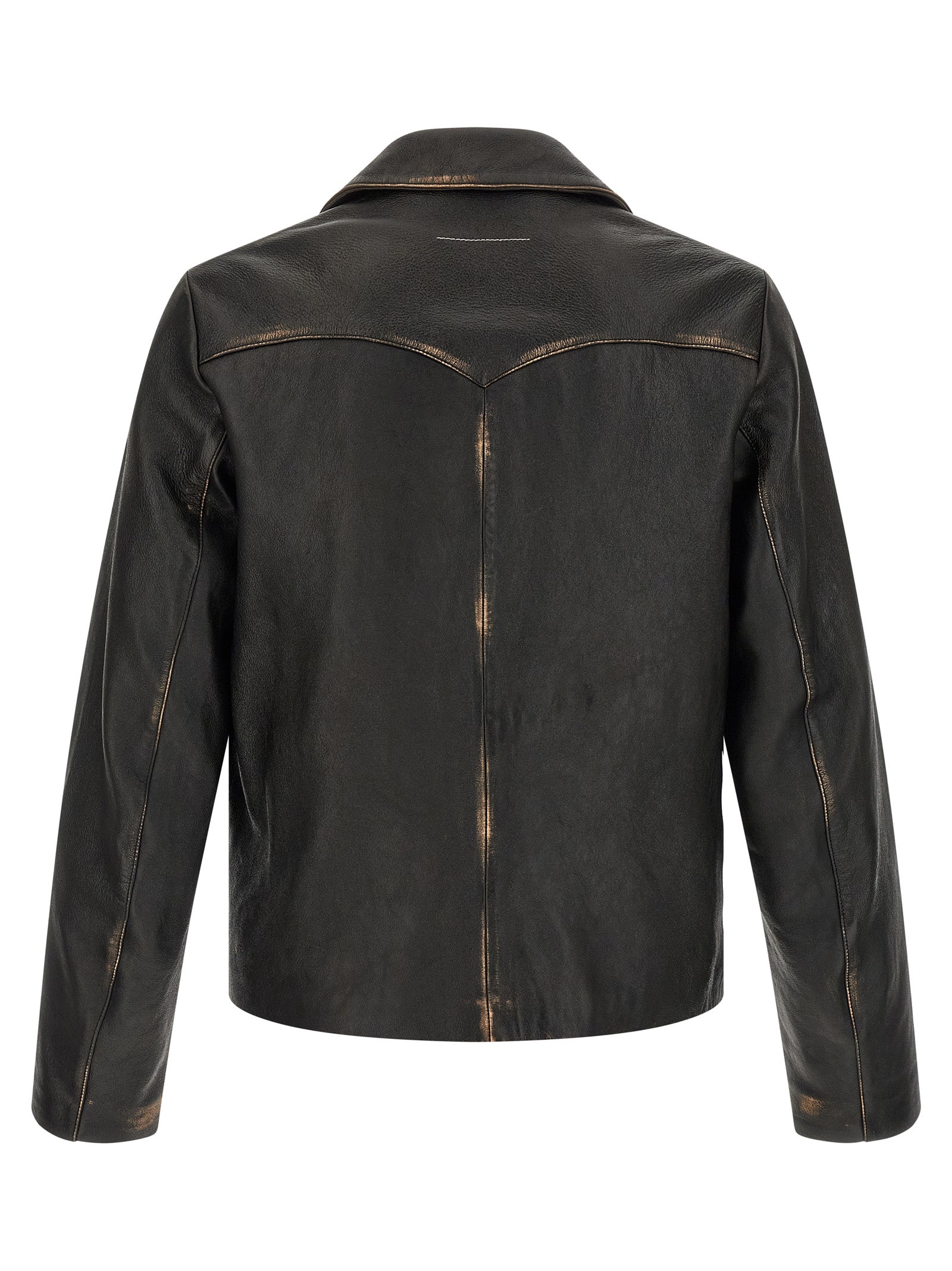 Mm6 Maison Margiela Antiqued Leather Jacket