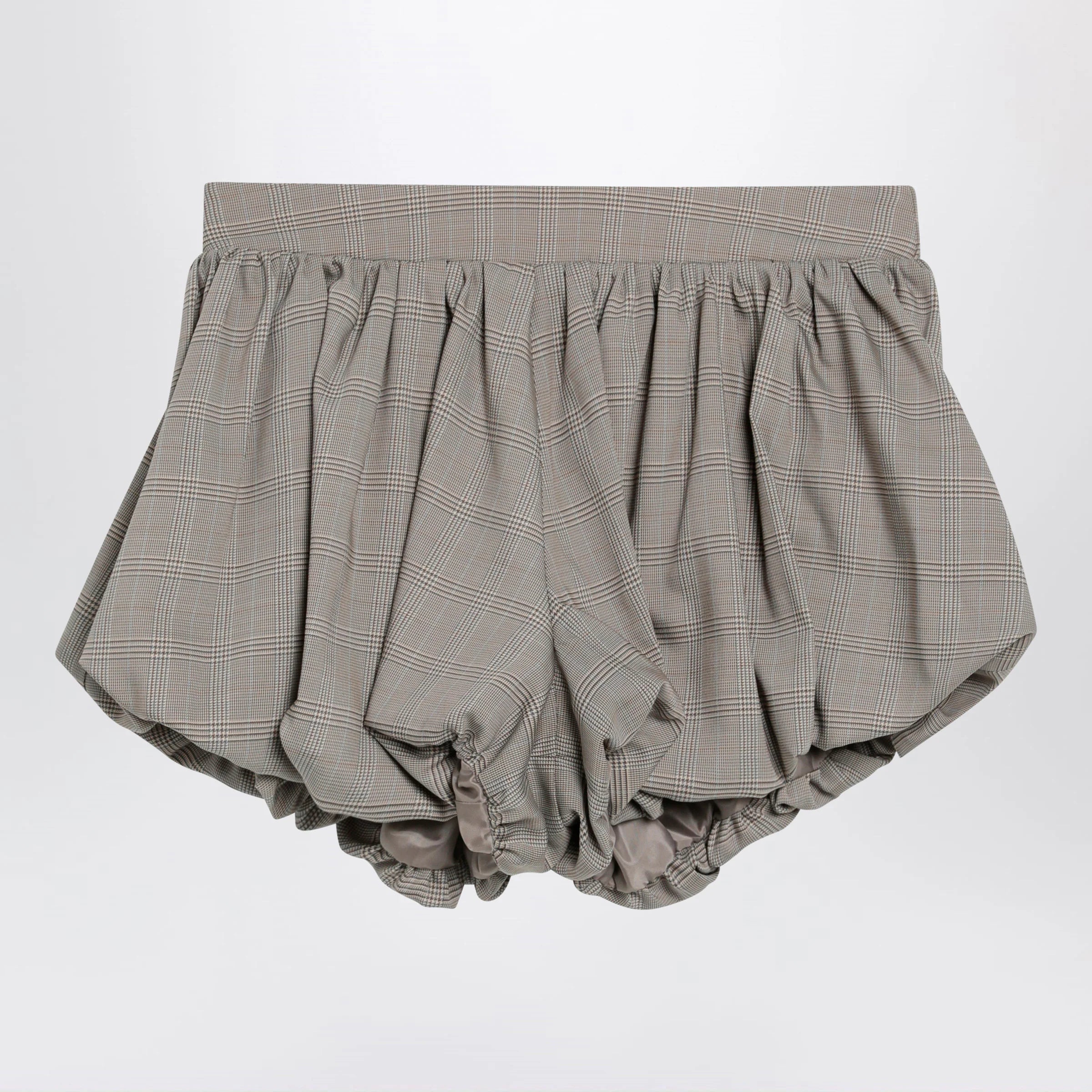 The Frankie Shop Beige checkered balloon shorts in a wool blend