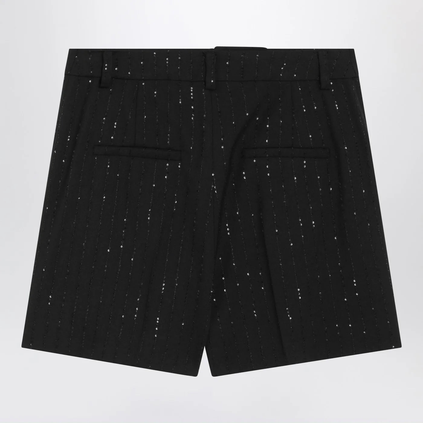 Max Mara Pianoforte Black Shorts with pinstripe-effect micro sequins