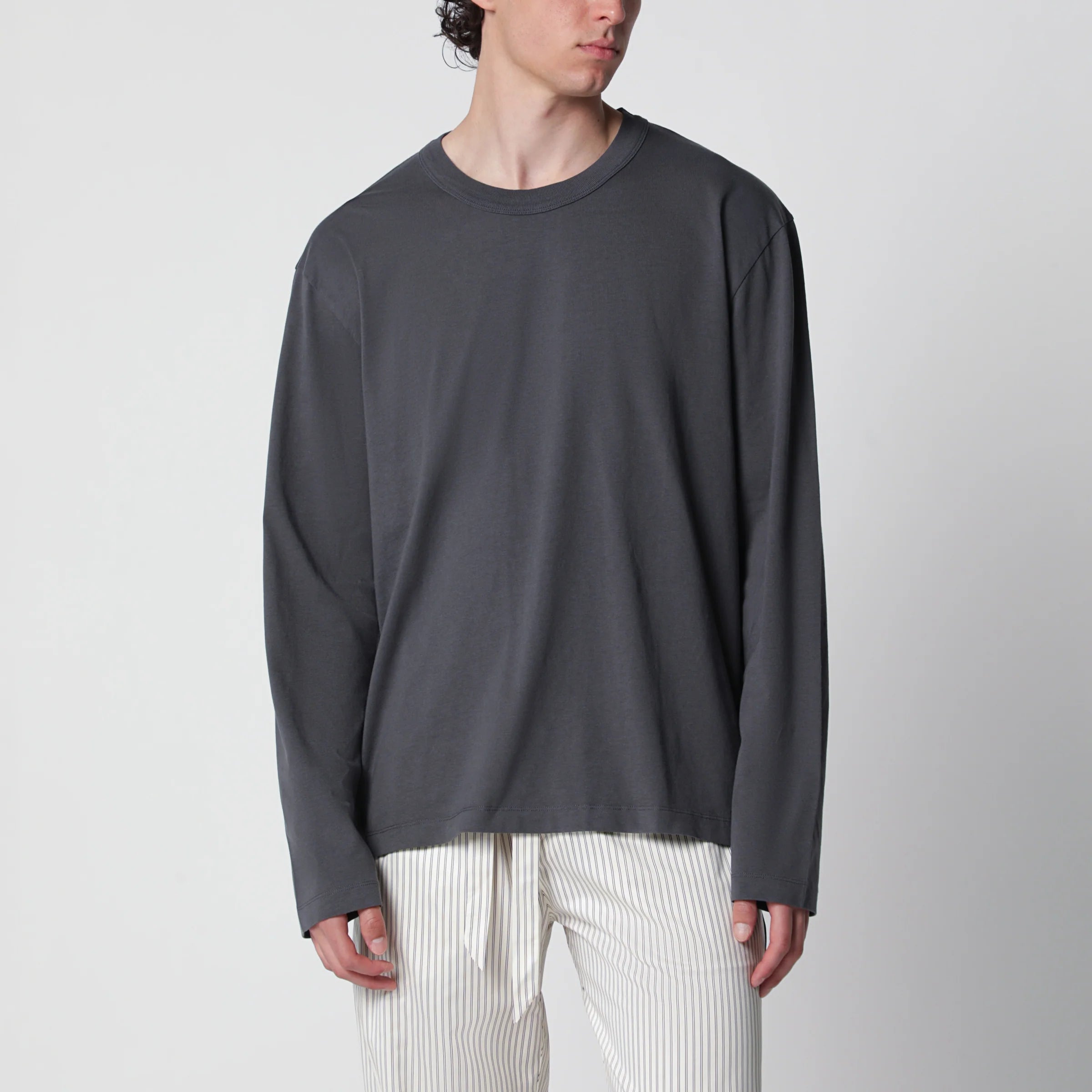 Tekla Black washed long-sleeve T-shirt