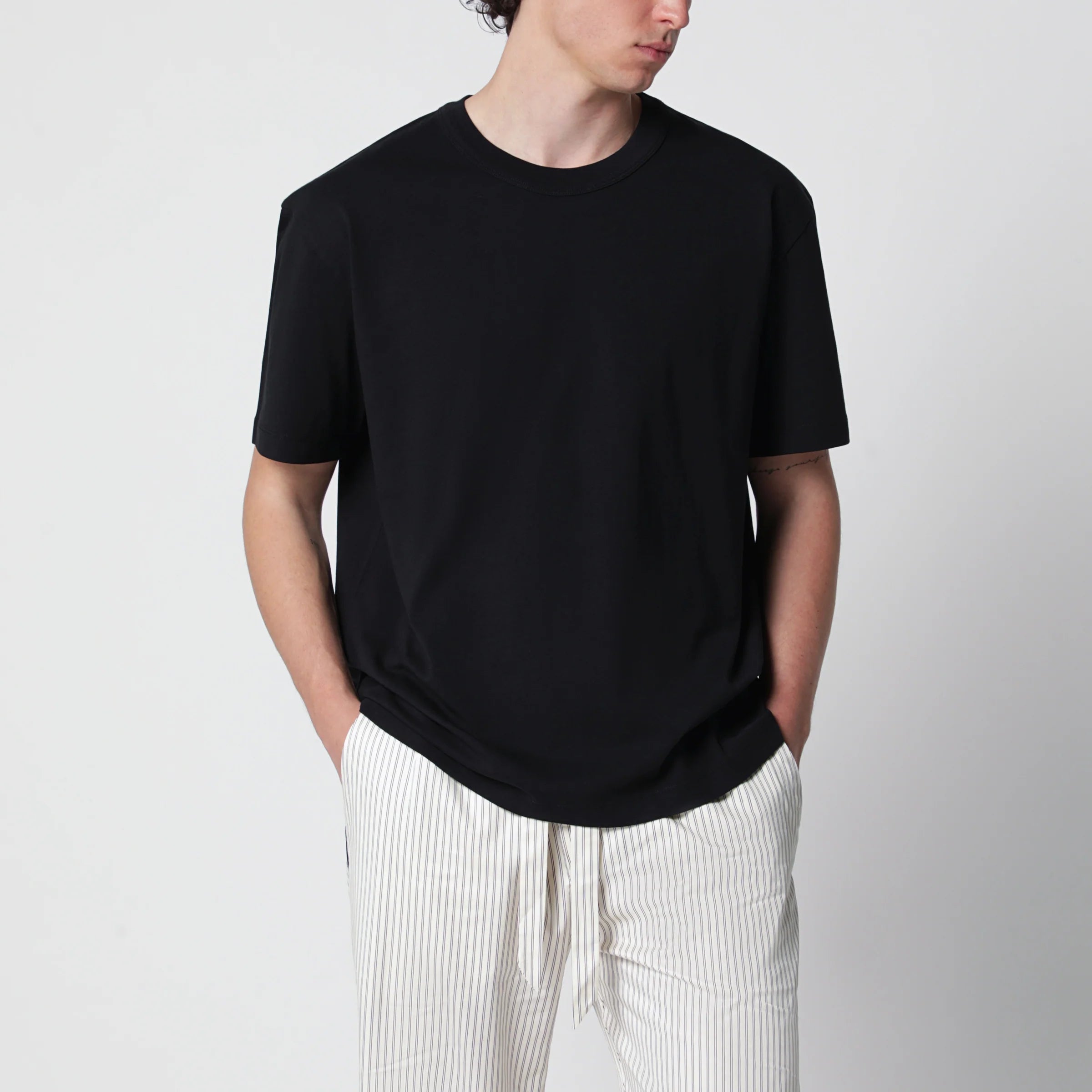 Tekla Black washed short-sleeve T-shirt
