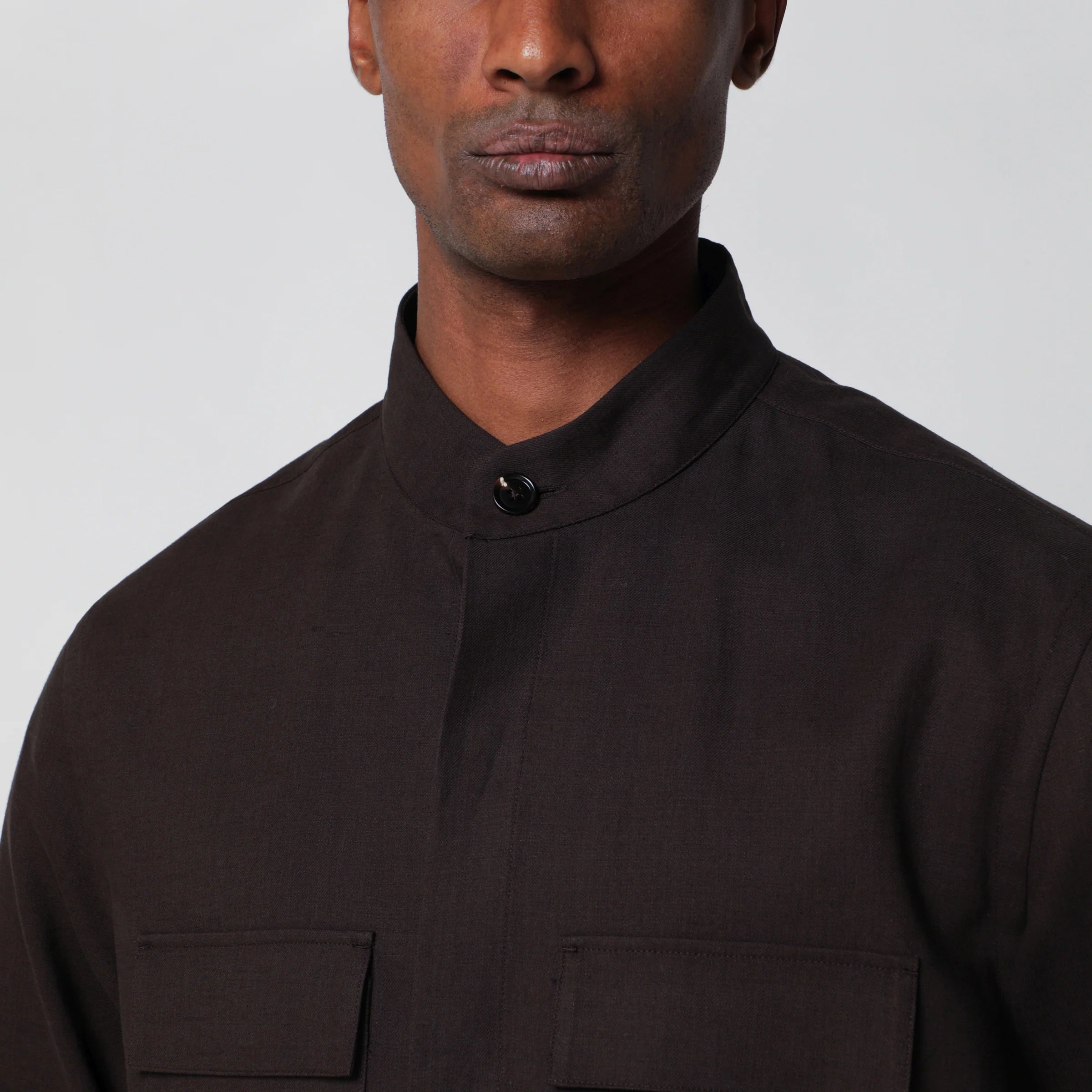 ZEGNA Brown linen overshirt